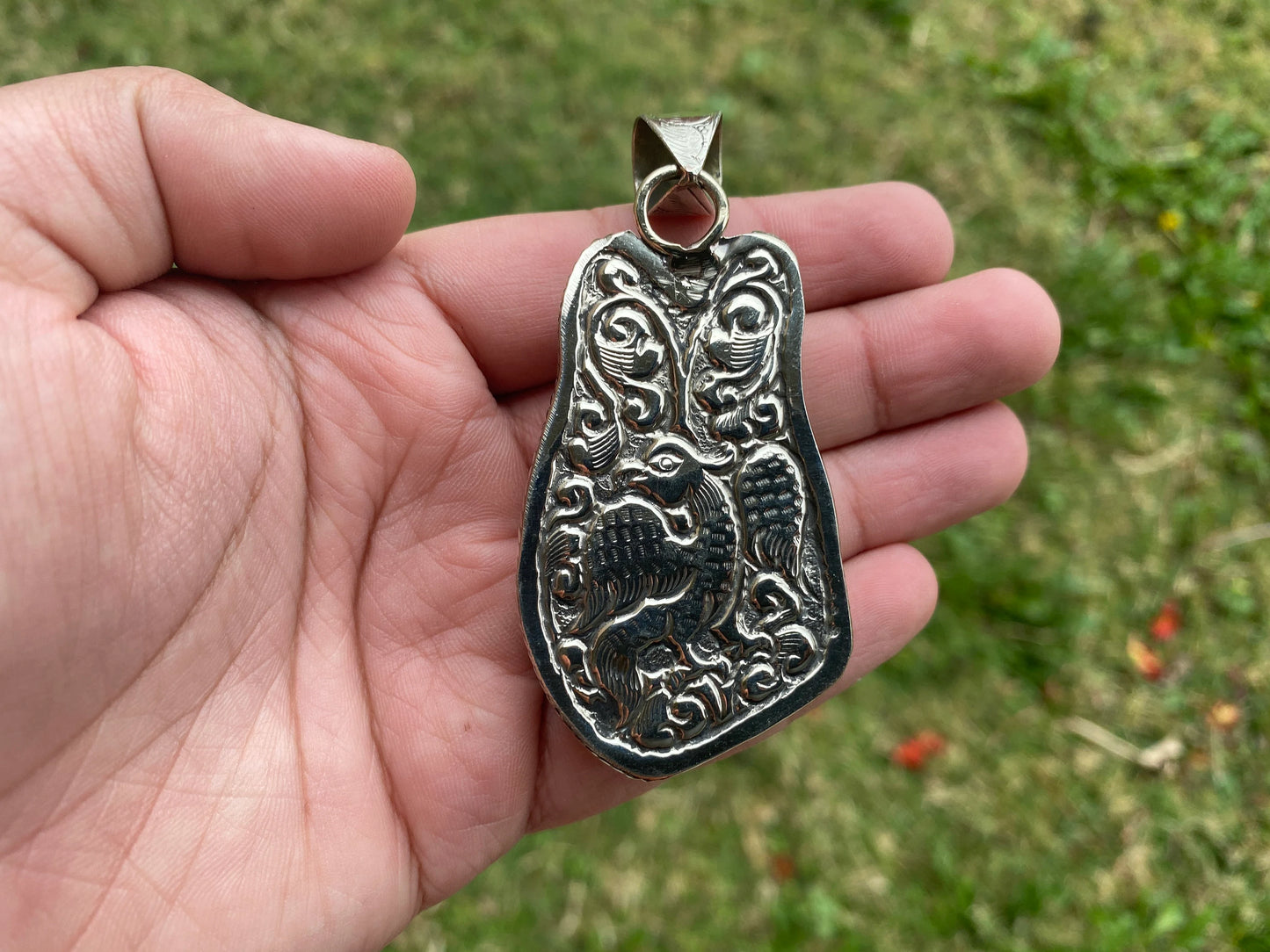 Large Dog Hand Carved Bone Tibetan Silver Pendant, Pet Lovers Jewelry, Best Cute Gift, Pet Memorial Jewelry, Christmas Gift for Pet Lover