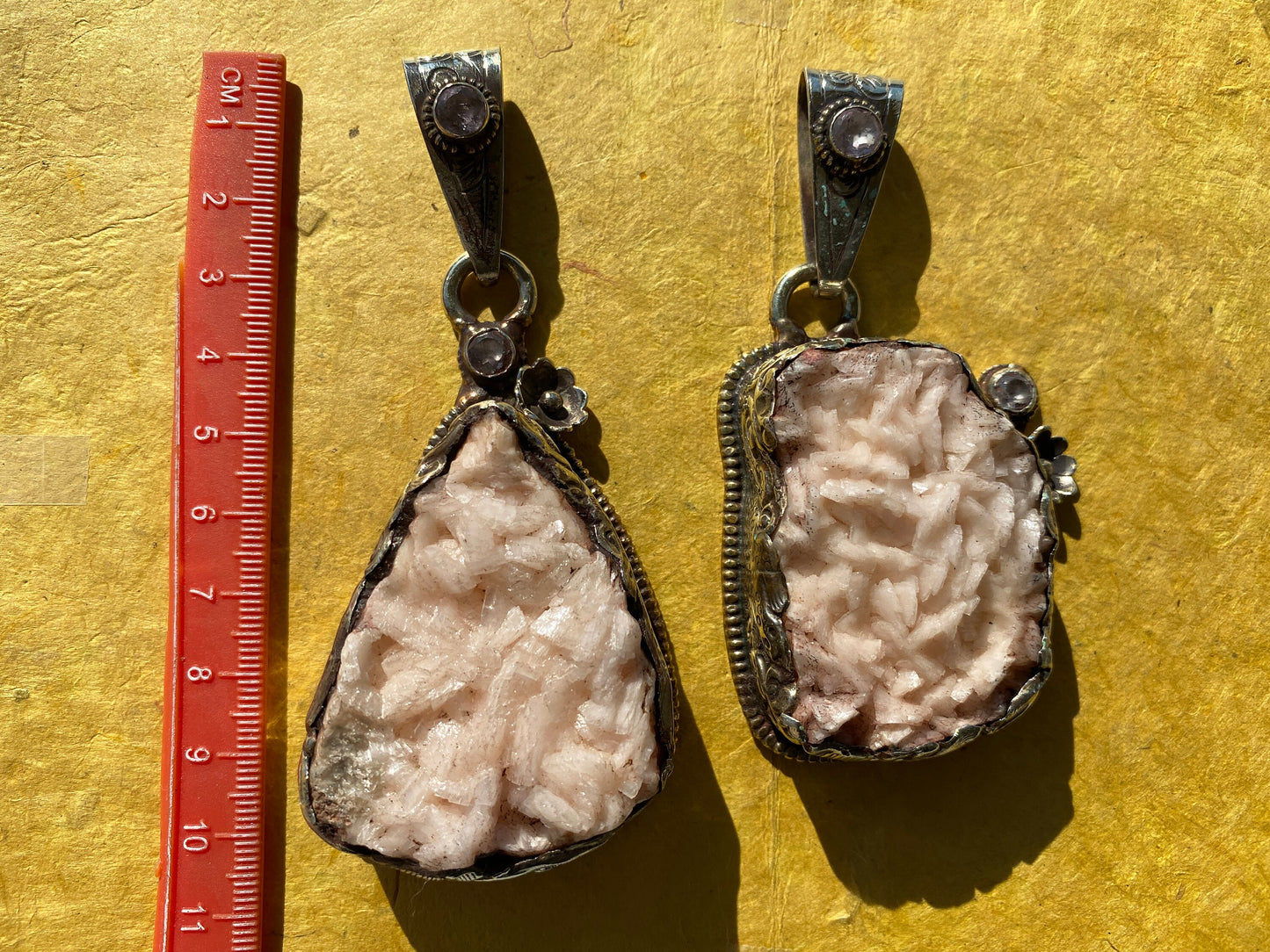 Large Dolomite Tibetan Silver Pendant with White Topaz Gemstone, Handcrafted Ethnic Hill Tribe Himalayan Jewelry, Large Bail, Animal Carving
