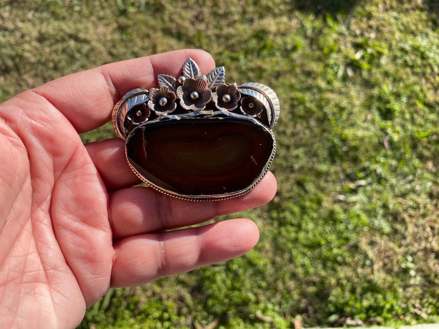 Large Druzy Slice Agate Tibetan Silver Pendant, Natural Stone, Flower Designs Pendant For Necklace, Ethnic Jewelry, Colorful Agate Slices