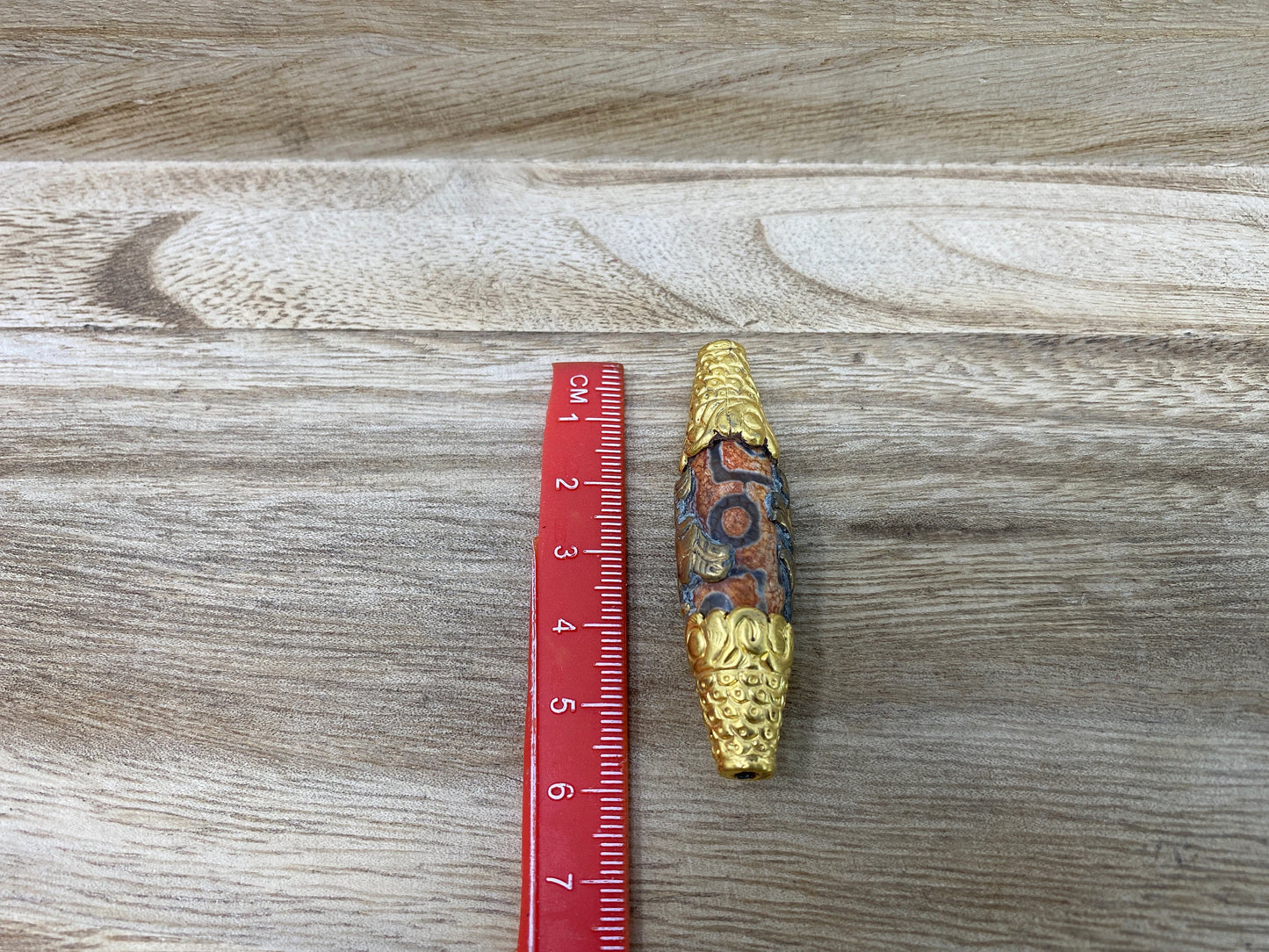Large Dzi Agate Beads, 18K Matte Gold Overlay over Brass, Nepal Tibetan Himalayan Bead, Ethnic Tribal Jewelry, Beads for Necklace & Bracelet