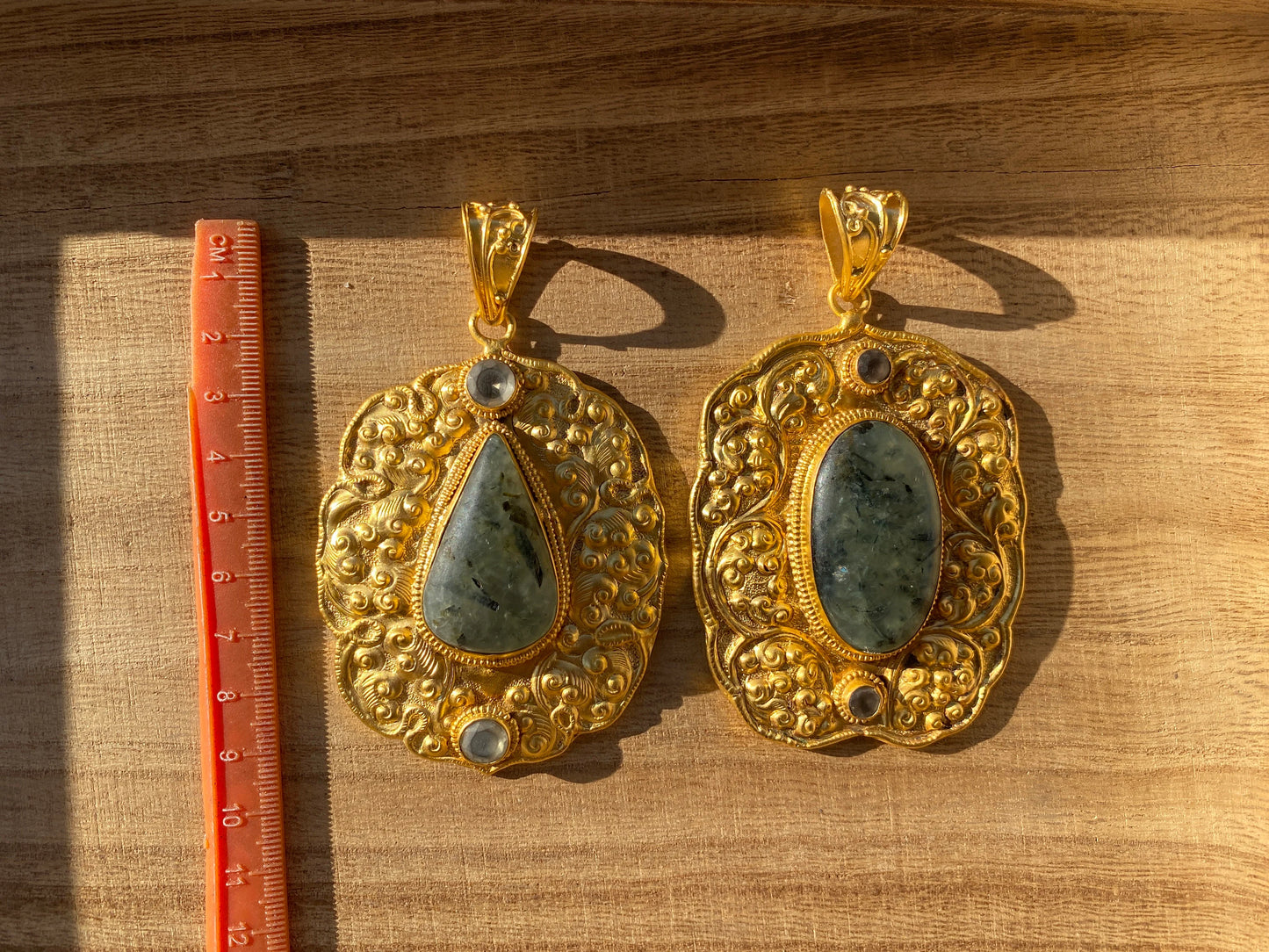 Large Fluorite Natural Stone Pendant, Non Tarnish Brushed Gold Overlay, Spiritual Talisman, Energy Amplifier, Mystical Aura, Vibrant Gem