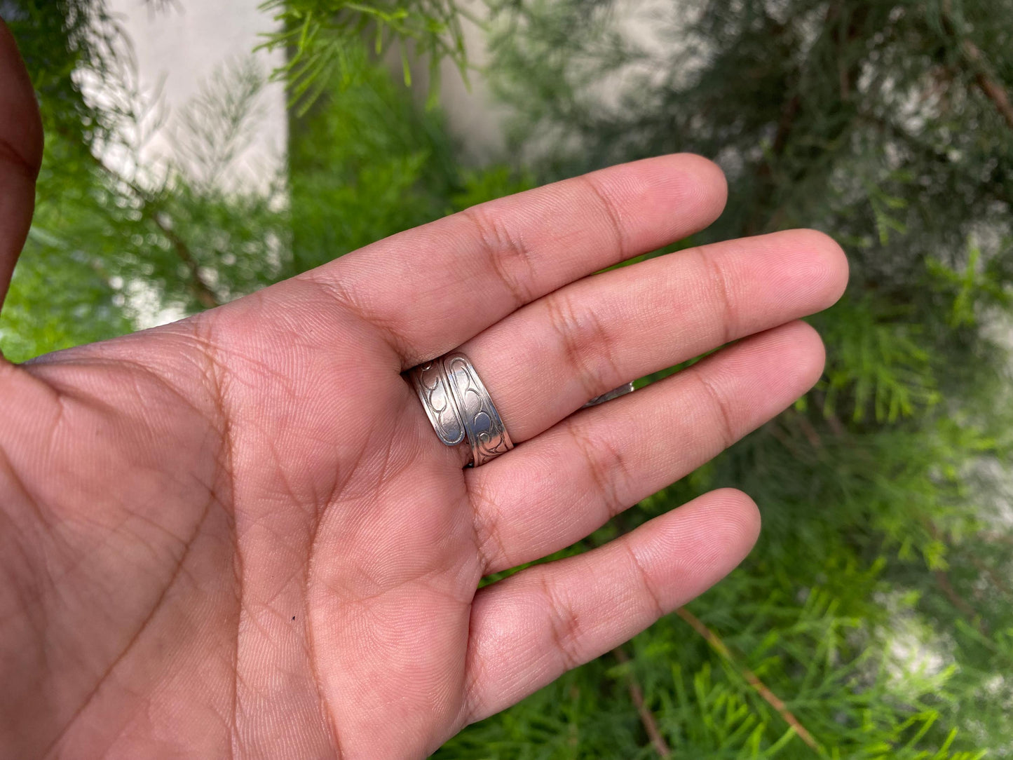 Large Hamsa Hand carved Buffalo Bone Tibetan Silver Ring, Evil Eye Defense, Hand of Fatima Spiritual Ring, Hand of Protection,