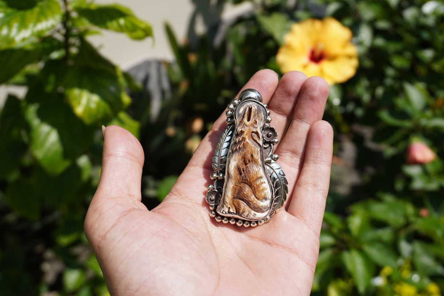 Large Hand Carved Bone Fox Tibetan Silver Ring | Ethnic Jewelry, Spiritual Jewlry, Statement Ring, Calming Ring, Handmade Unisex Ring