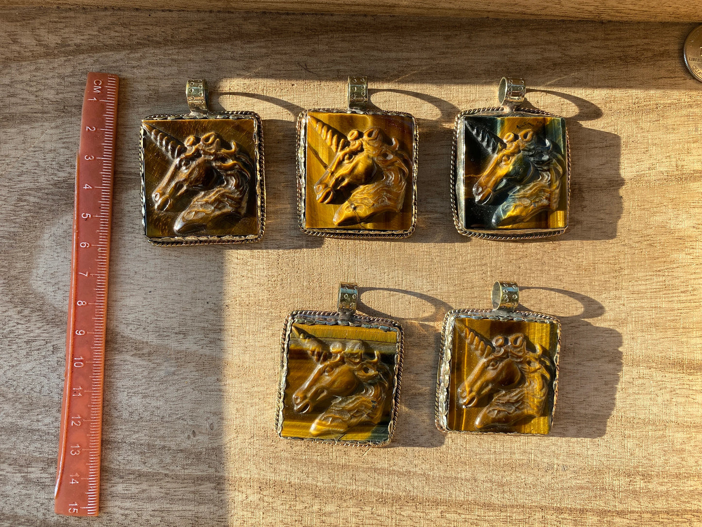 Large Hand Carved Unicorn Pendant, Tiger Eye Natural Stone, Tibetan Silver Pendant, Horse Pendant, Animal Lover's Jewelry, Mythical Jewelry