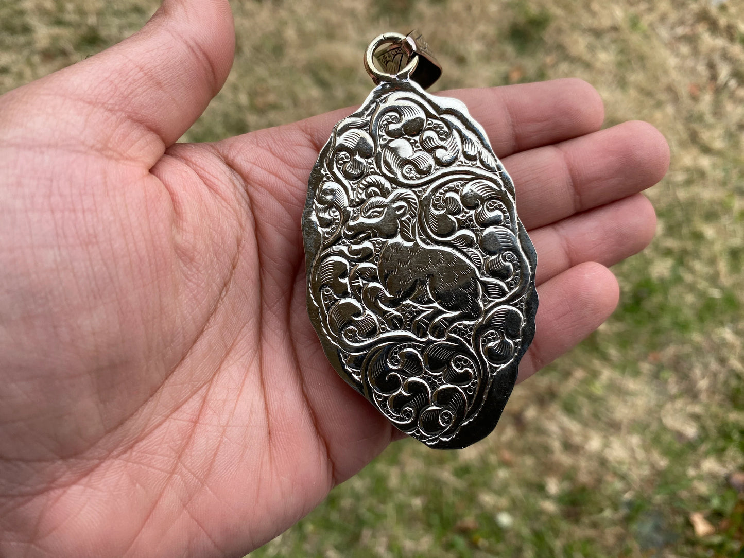 Large Hand carved Meditating Buddha Buffalo Bone Tibetan Silver Pendant, Healing Yoga Jewelry, Tranquility Pendant, Pendant for Men or Women