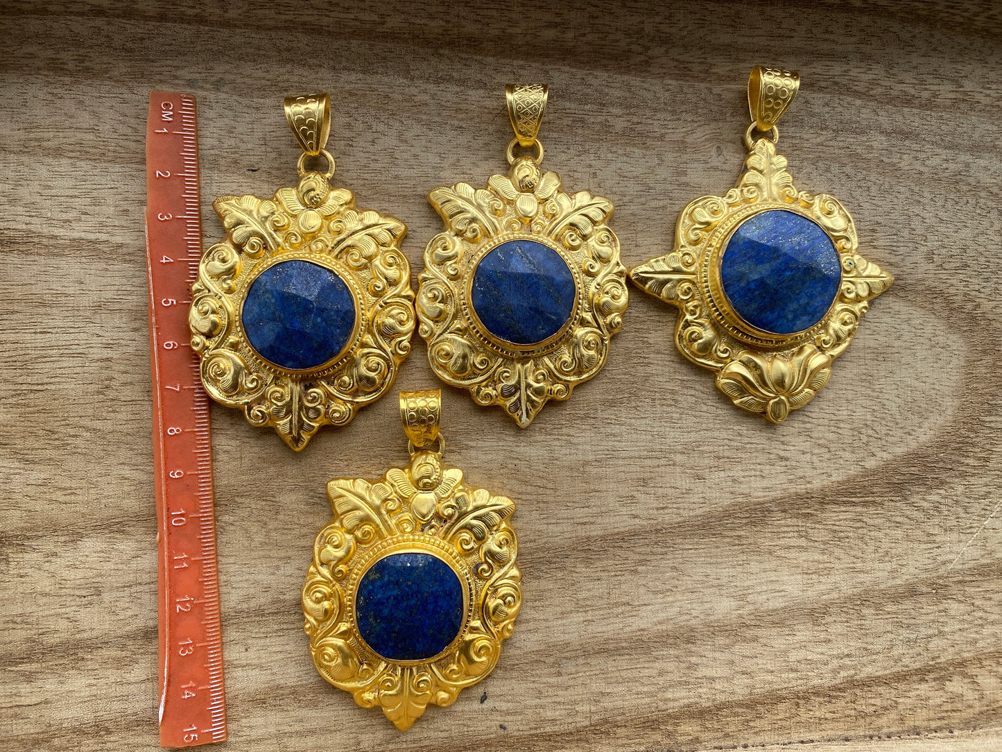 Large Lapis Lazuli Natural Stone Pendant, Non Tarnish Gold Overlay, Luxury Accessory, Handcrafted Jewelry, Statement Piece, Elegant Jewelry