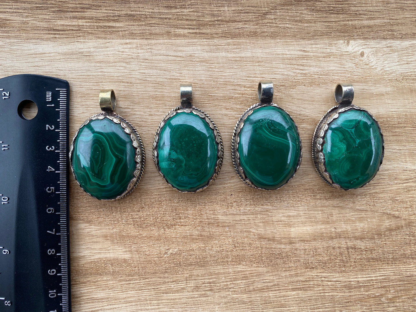 Large Malachite Natural Stone Tibetan Silver Pendant, Ethnic Jewelry, Energy Stone Pendant, Healing Crystal, Nature Inspired Jewelry, Boho