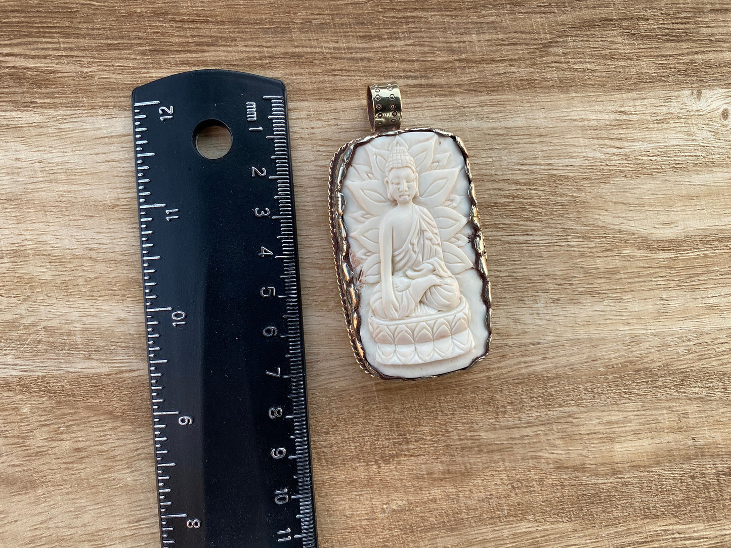 Large Meditating Buddha Tibetan Silver Pendant, Buffalo Bone Healing Yoga Jewelry, Tranquility Pendant, Unisex Pendant, Spiritual