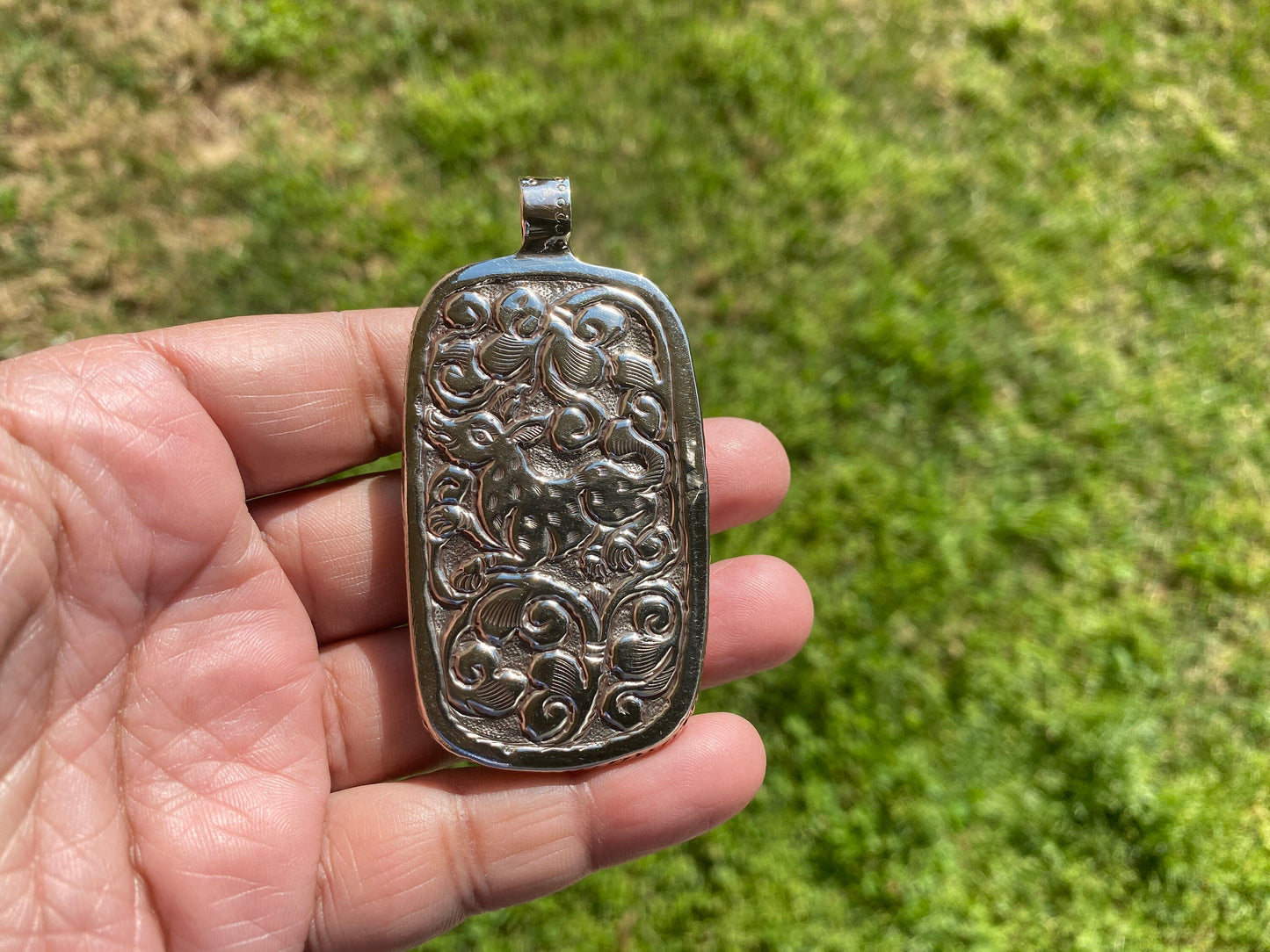 Large Meditating Buddha Tibetan Silver Pendant, Buffalo Bone Healing Yoga Jewelry, Tranquility Pendant, Unisex Pendant, Spiritual