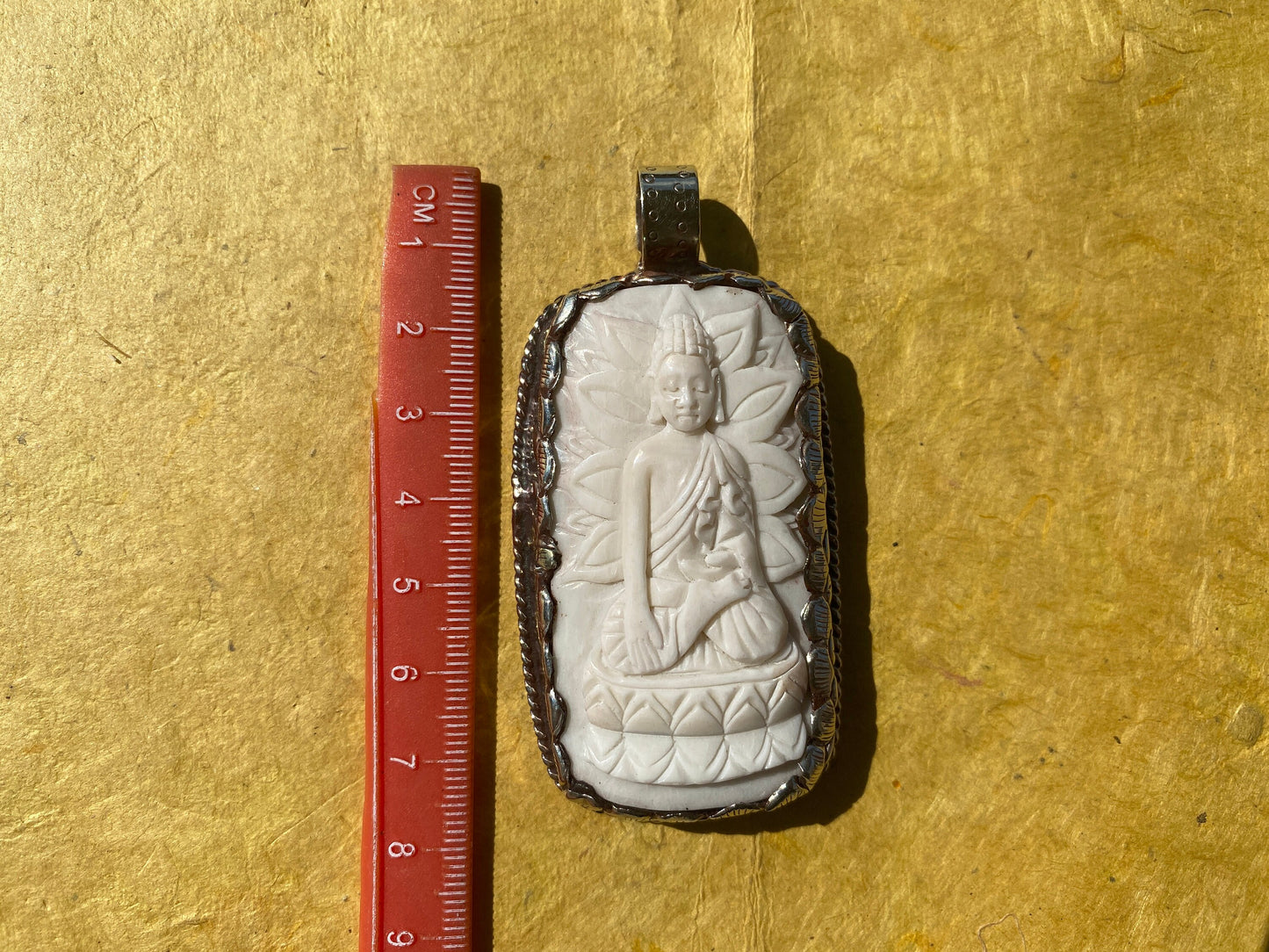 Large Meditating Buddha Tibetan Silver Pendant, Buffalo Bone Healing Yoga Jewelry, Tranquility Pendant, Unisex Pendant, Spiritual