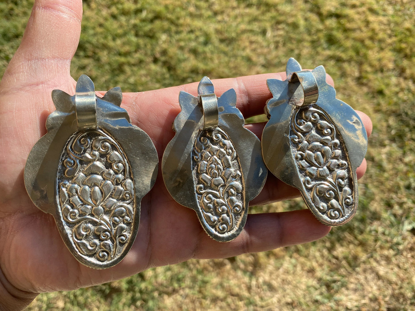Large Natural Dendrite Agate Stone Tibetan Silver Pendant, Healing Stone, Christmas Gift, Birthday Pendant, Women Jewelry, Statement Pendant
