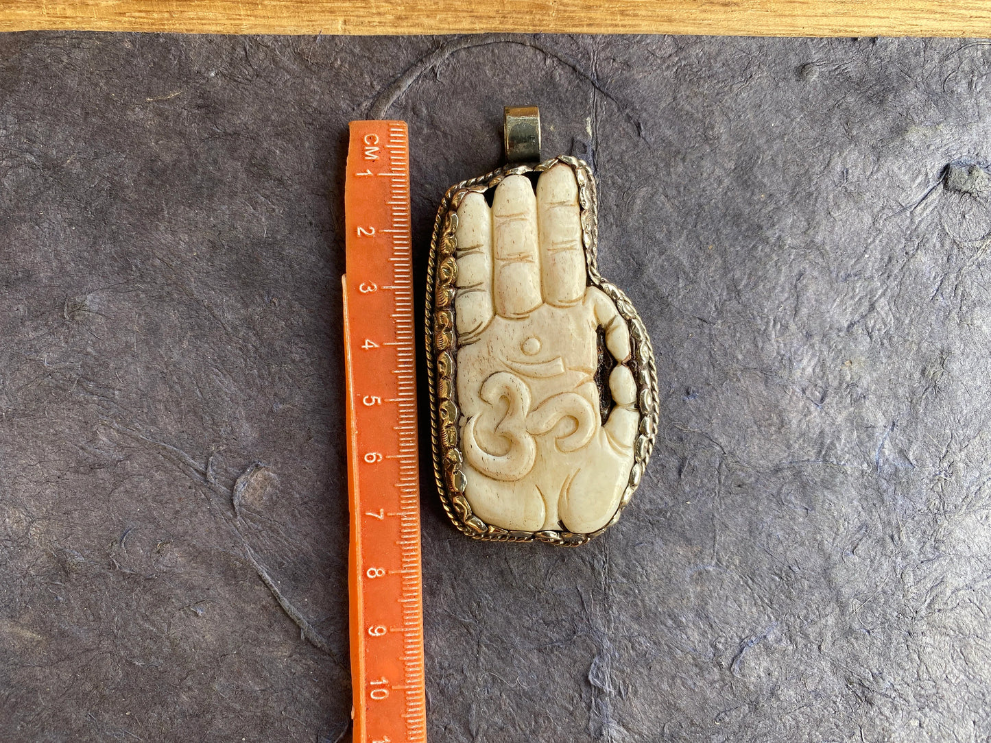 Large Om Symbol Buddha Hand Tibetan Silver, Hand Carved Bone, Hamsa Pendants, Hand of Fatima Pendant, Protection Jewelry, Hand Bone Pendants