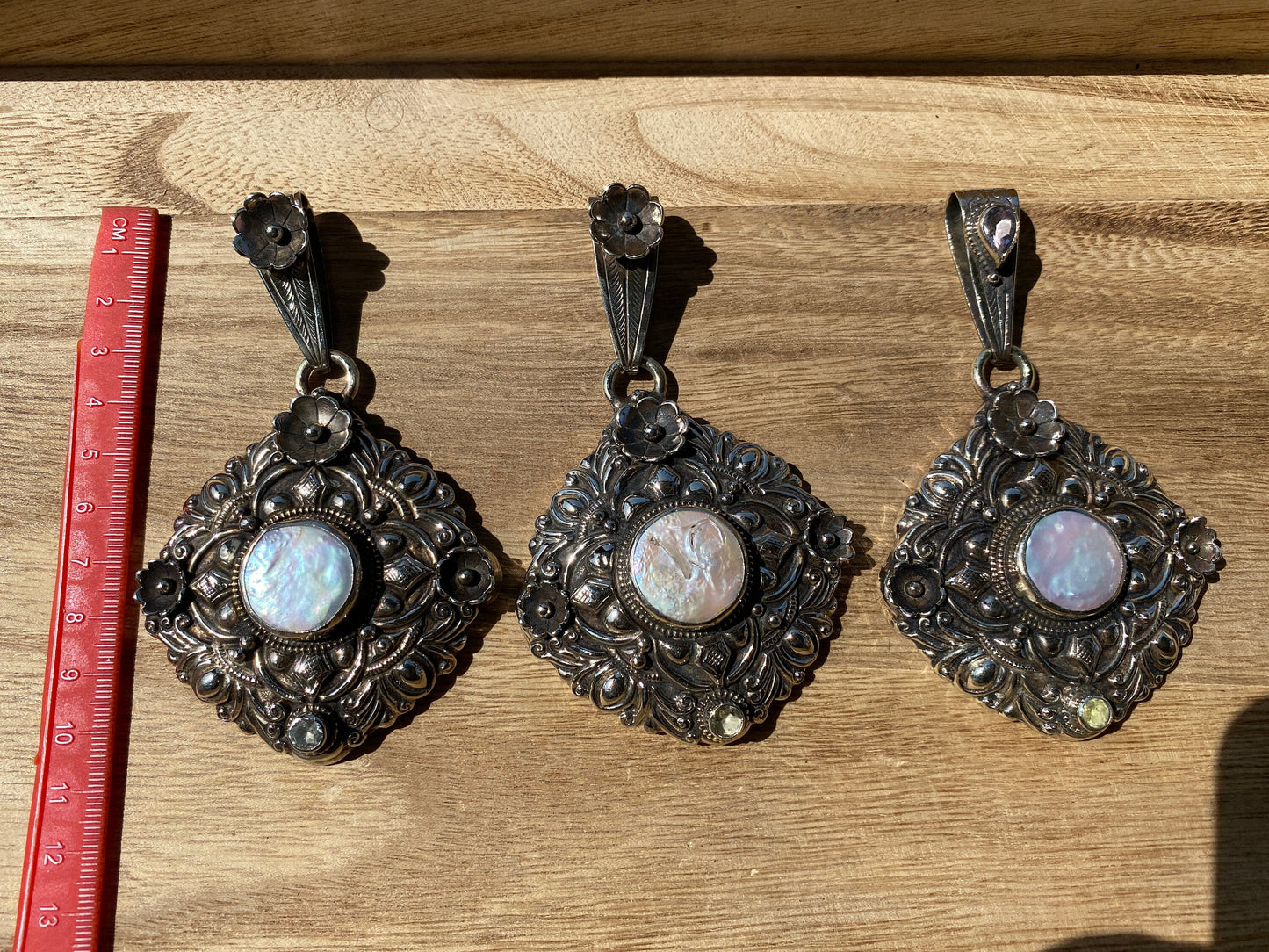 Large Pearl Tibetan Silver Pendant, Freshwater Pearl, Jewelry from Nepal, Hand Carved Pendant, Hill Tribe Jewelry, Pendant for Necklace