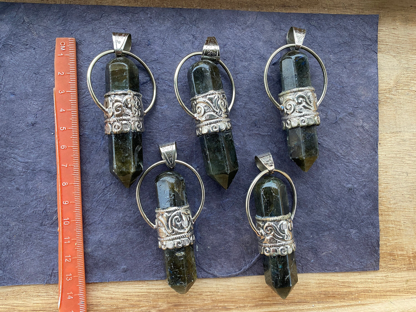 Large Point Labradorite Natural Stone Tibetan Silver Pendant, Unique Jewelry, Healing Crystal, Spiritual Protection Healing Calming Jewelry