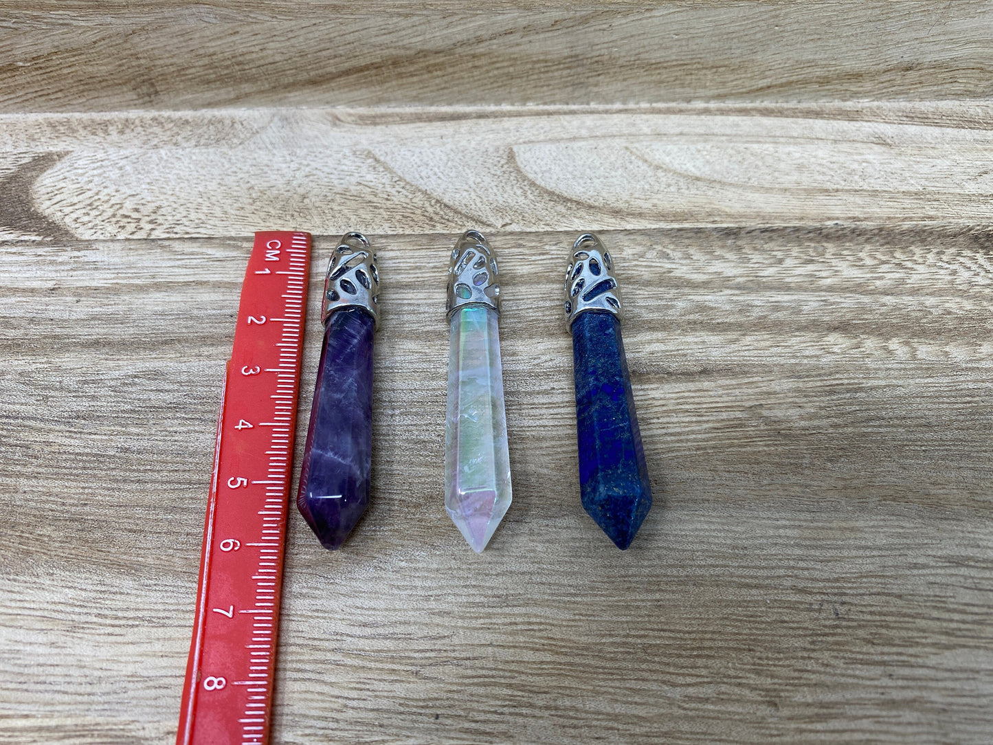 Large Pointed Natural Gemstones Pendant, Tibetan Silver, Crystal/Lapis or Amethyst Natural Stone, Pendant for Necklace,Healing Stones, Yoga