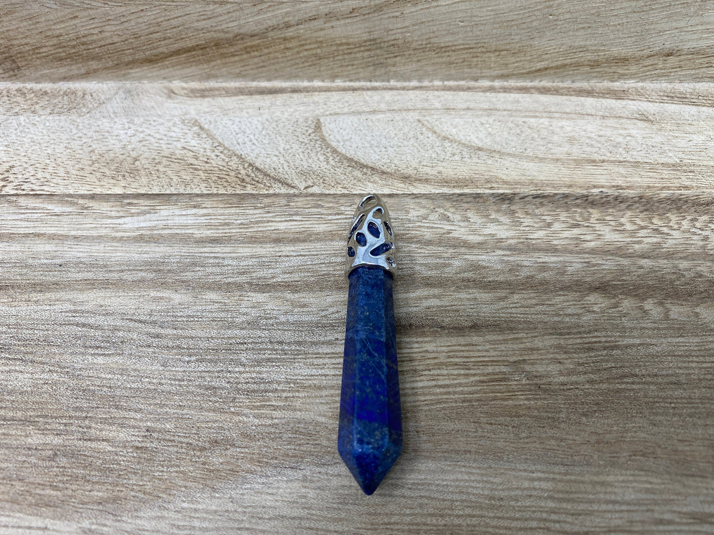 Large Pointed Natural Gemstones Pendant, Tibetan Silver, Crystal/Lapis or Amethyst Natural Stone, Pendant for Necklace,Healing Stones, Yoga
