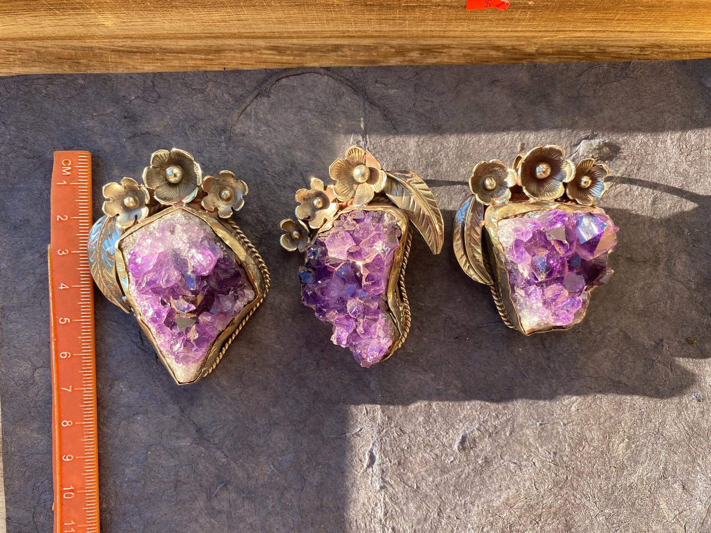 Large Raw Amethyst Druzy Natural Stone Tibetan Silver Pendant, Healing Crystal for Necklace, Hill Tribe Jewelry, Birthstone Pendant