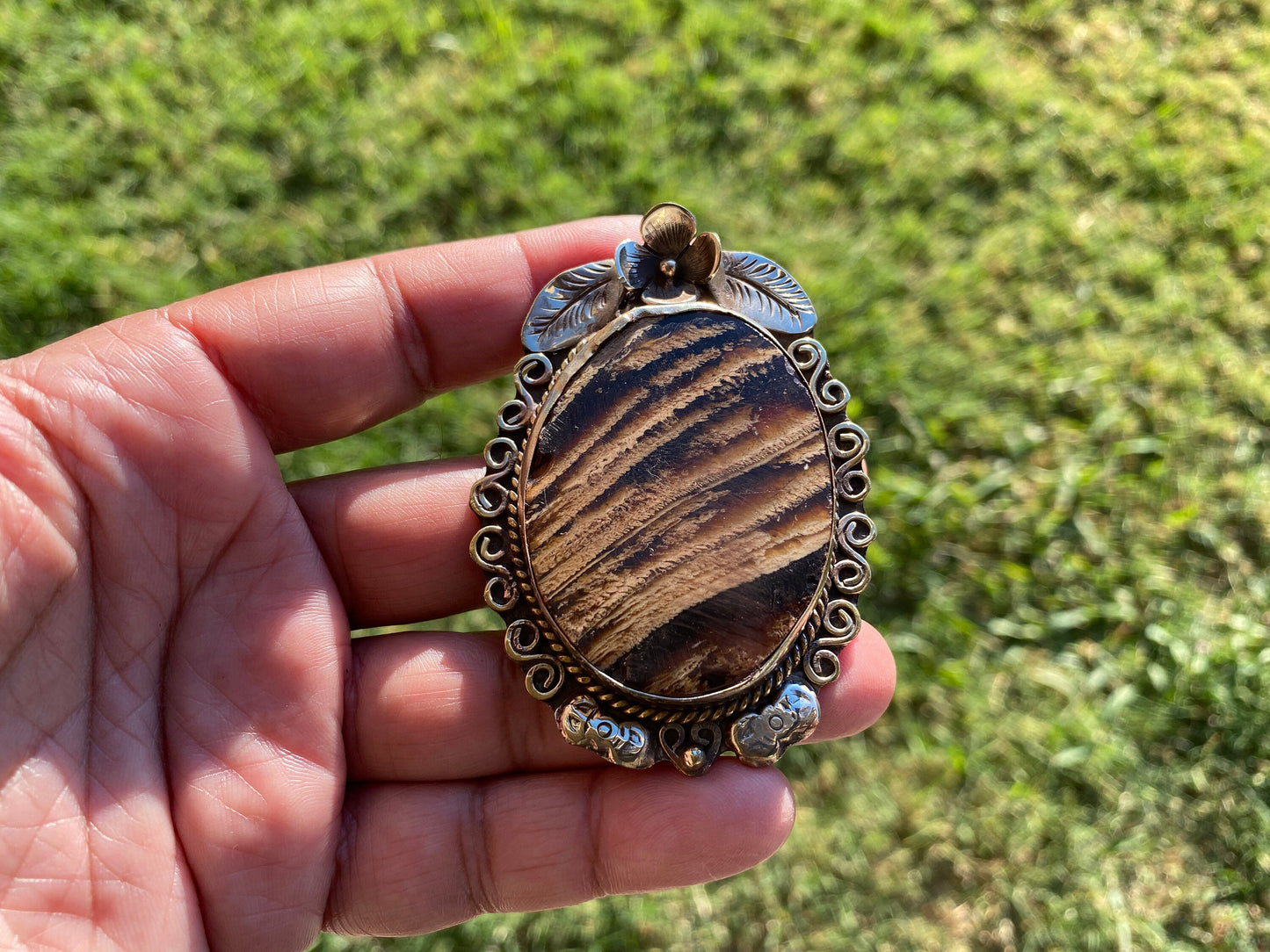 Large Raw Fossilized Baltic Amber Tibetan Silver Pendant, Healing Amber, Amber Jewelry, Rough Amber, Metaphysical Stone, Boho Jewelry