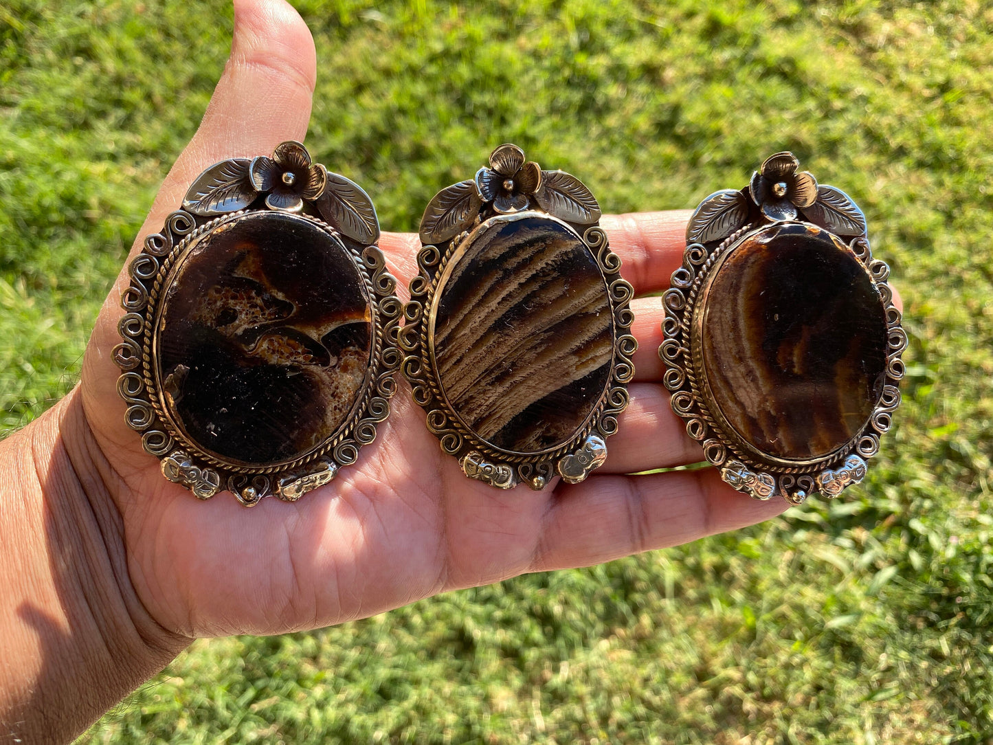 Large Raw Fossilized Baltic Amber Tibetan Silver Pendant, Healing Amber, Amber Jewelry, Rough Amber, Metaphysical Stone, Boho Jewelry