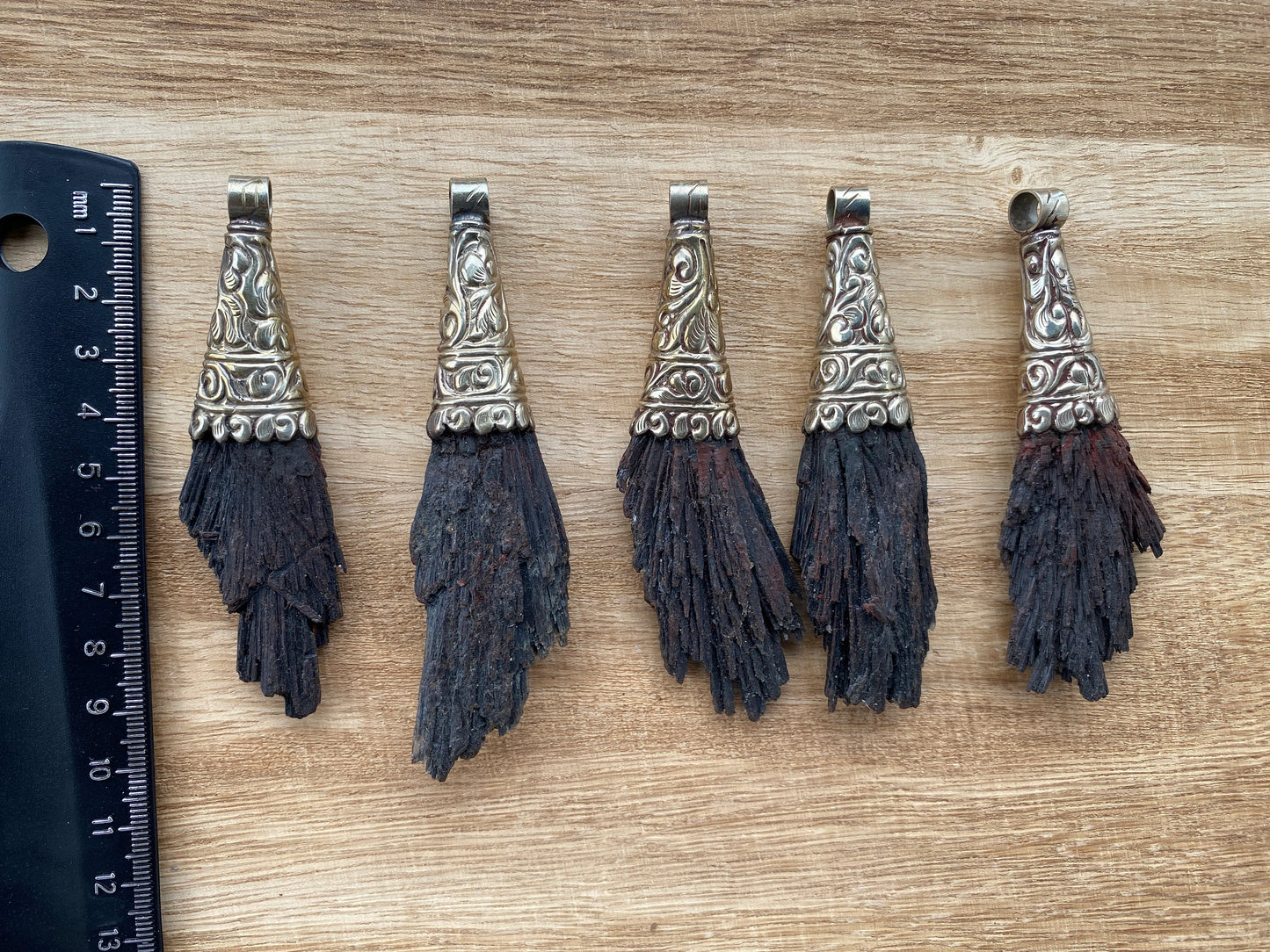 Large Raw Natural Black Kyanite Tibetan Silver Pendant, Natural Stone Jewelry, Women or Men Jewelry, Rough Healing Crystal, Black Stone