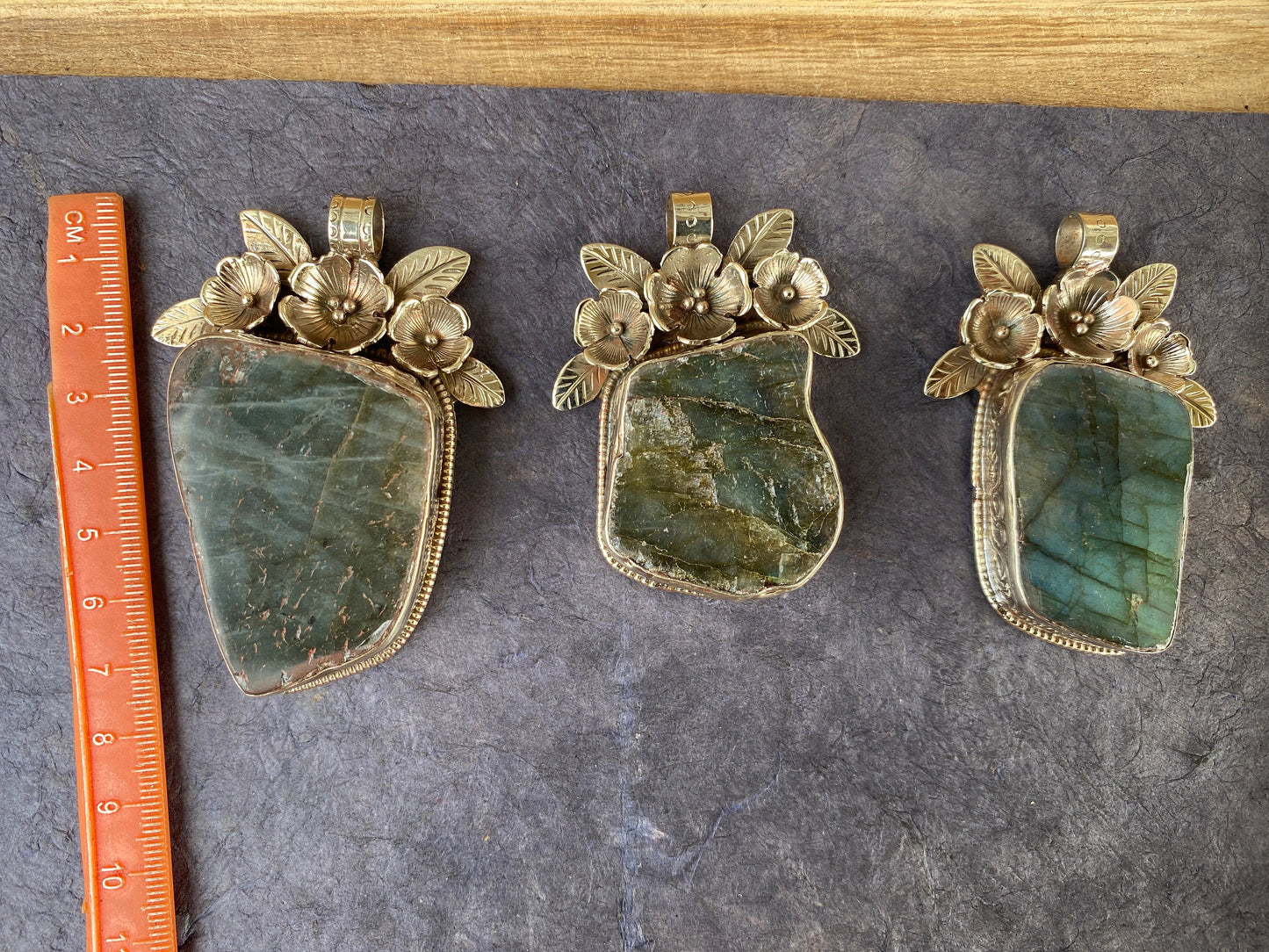 Large Raw Natural Labradorite Gemstone Tibetan Silver Pendant, Two Sided Pendant, Healing Crystal, For Men or Women Jewelry, Birthstone