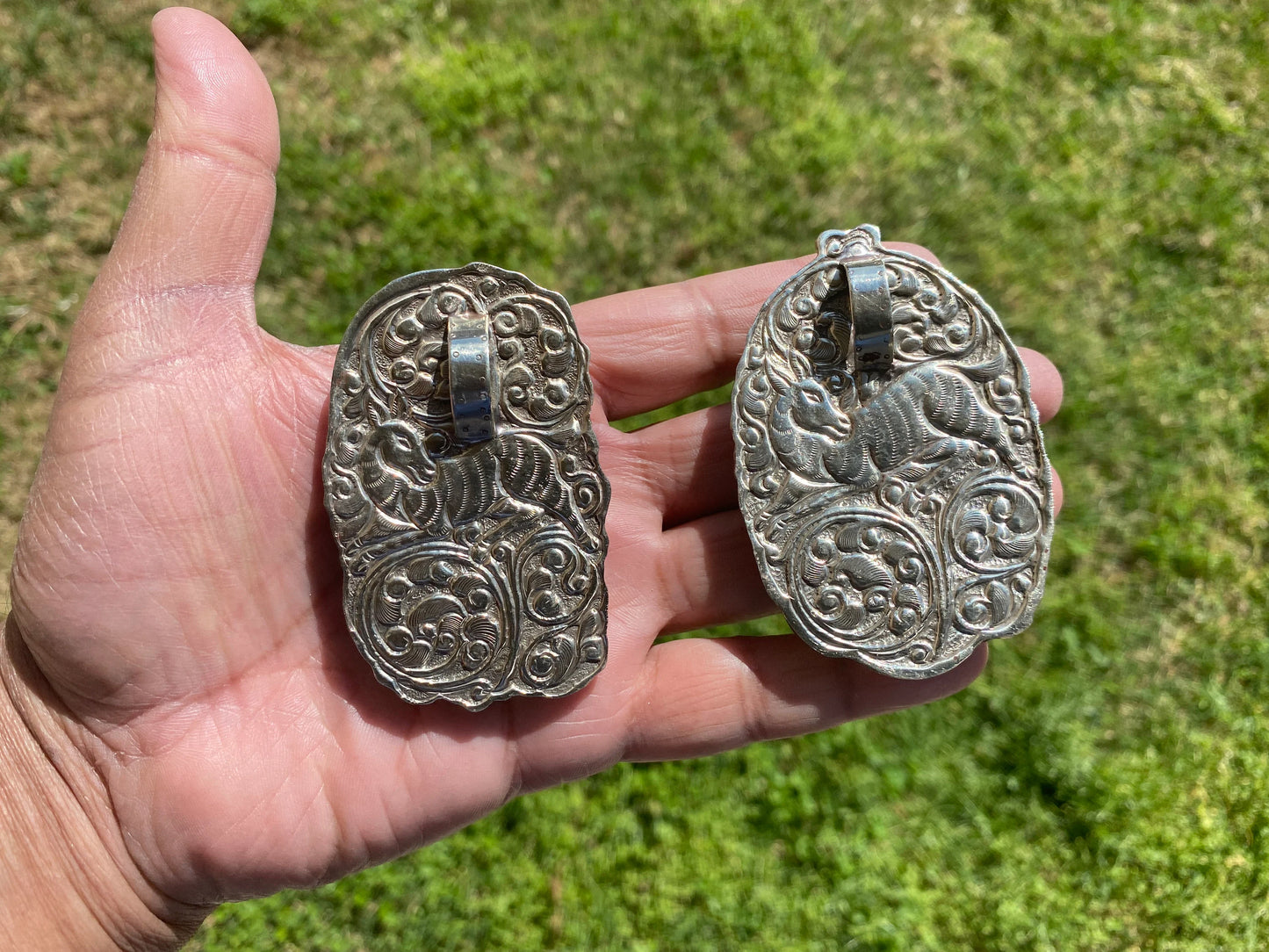 Large Skull with Eagle Carved Buffalo Bone Tibetan Silver Pendant, Unisex Skull Pendant, Jewelry for Men or Women, Sugar Skull, Skeleton