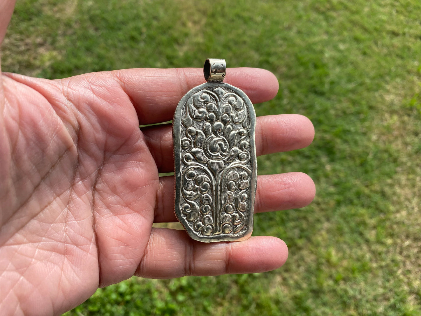 Large Skull with Eagle Carved Buffalo Bone Tibetan Silver Pendant, Unisex Skull Pendant, Jewelry for Men or Women, Sugar Skull, Skeleton