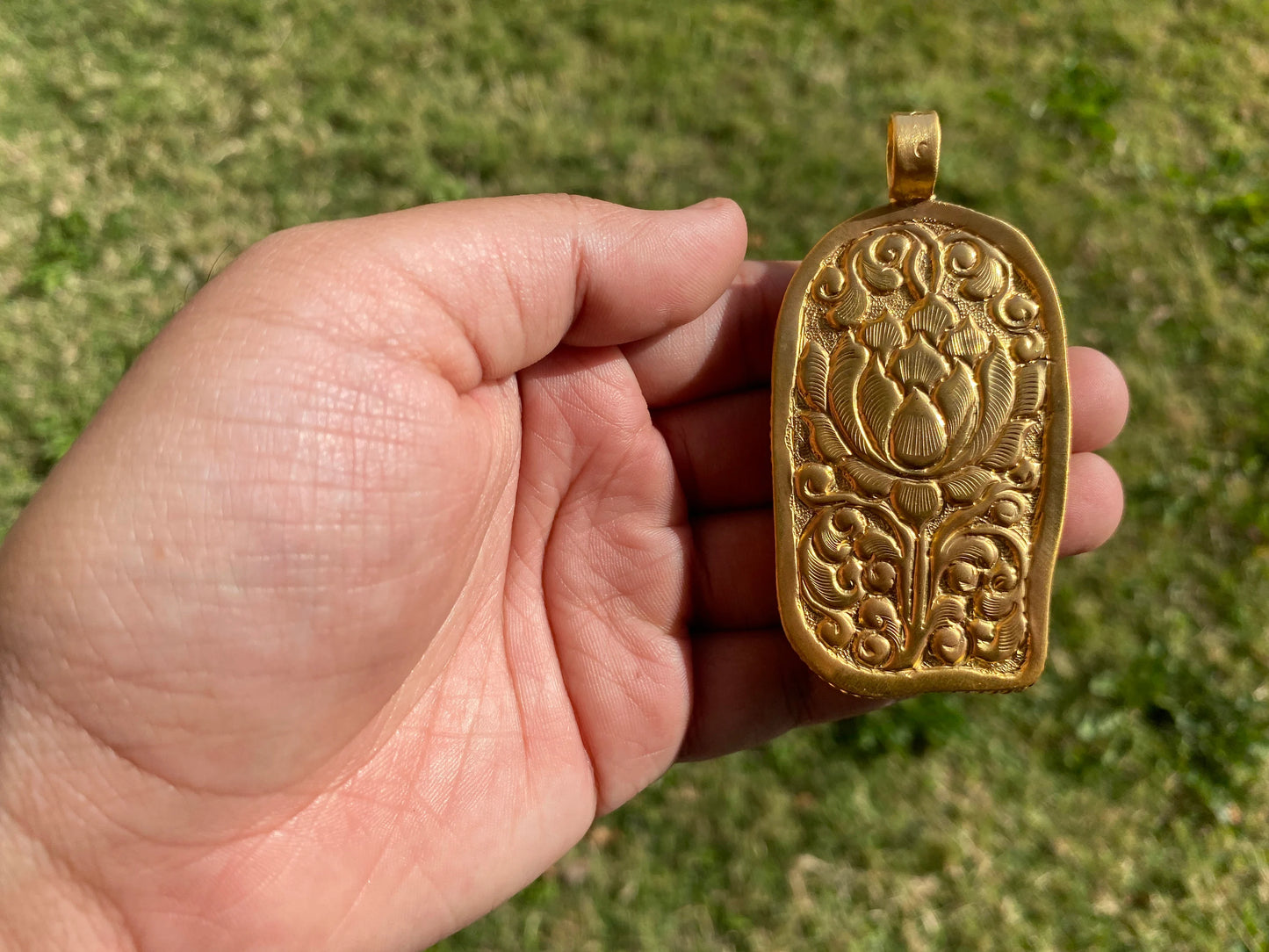 Large Skull with Eagle Pendant, High Quality 18K Brushed Gold Overlay Non Tarnish, Carved Buffalo Bone, Unisex Skull Pendant, Bikers Jewelry