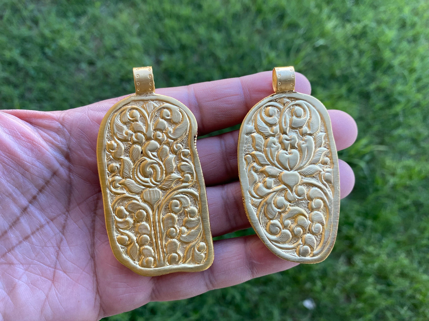 Large Skull with Eagle Pendant, High Quality 18K Matte Gold Overlay Non Tarnish, Carved Buffalo Bone, Unisex Skull Pendant, for Men or Women