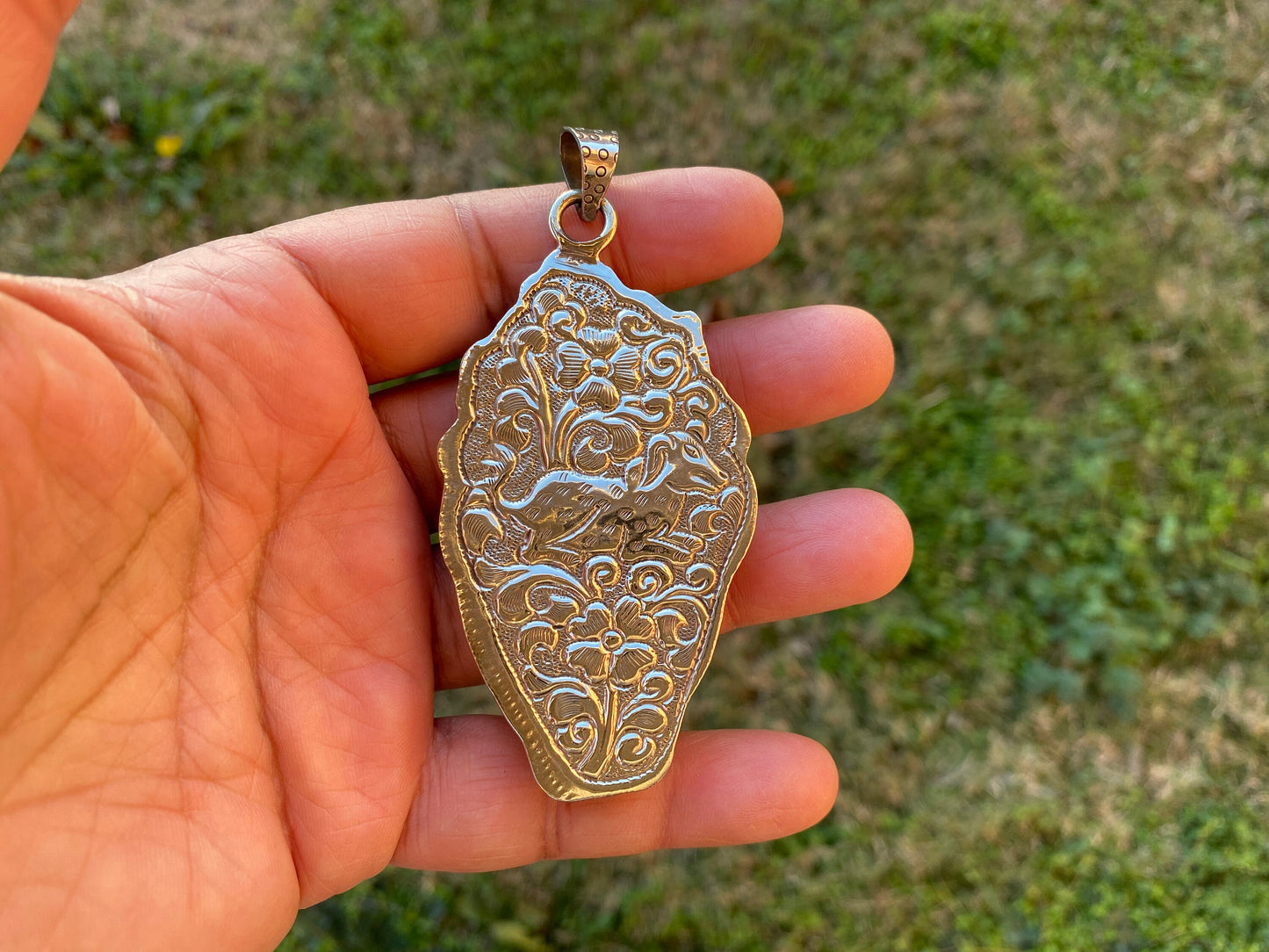 Large Skull with Owl Hand Carved Buffalo Bone Tibetan Silver Pendant, Bone Skull Jewelry for Men or Women, Ethnic Jewelry, Bone Locket