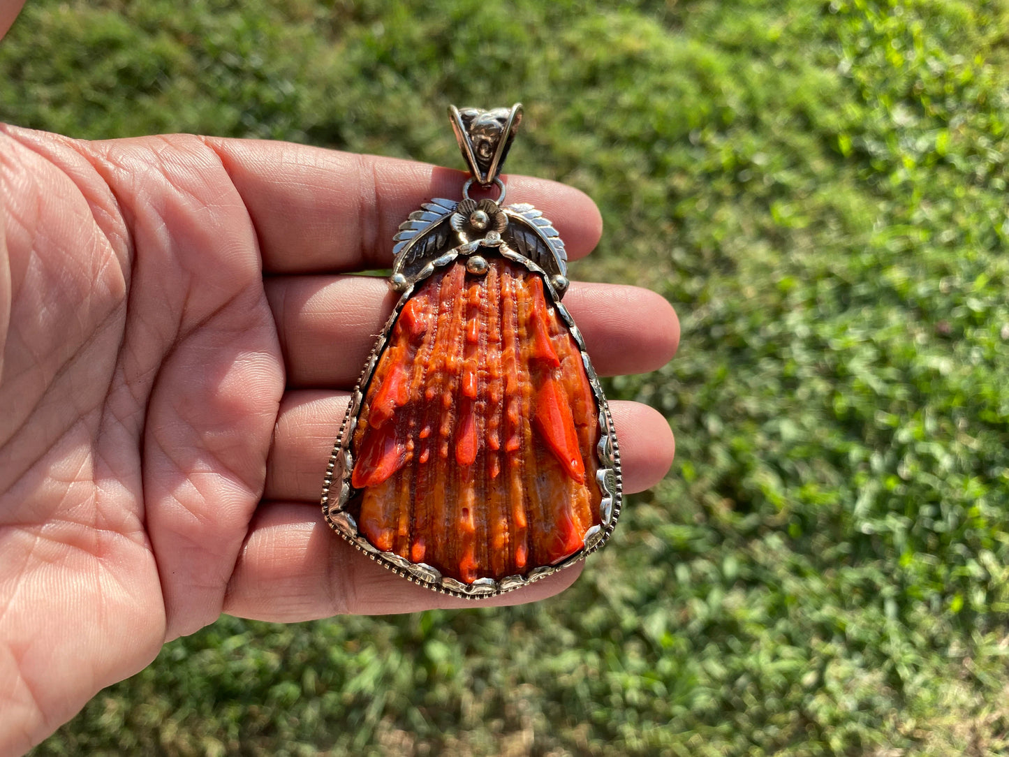 Large Spiny Oyster Handcrafted Tibetan Silver Pendant, Nature Crafted, Desert Sea Gem, Oceanic Ornament, Ocean Jewel, Ocean Inspired Jewelry