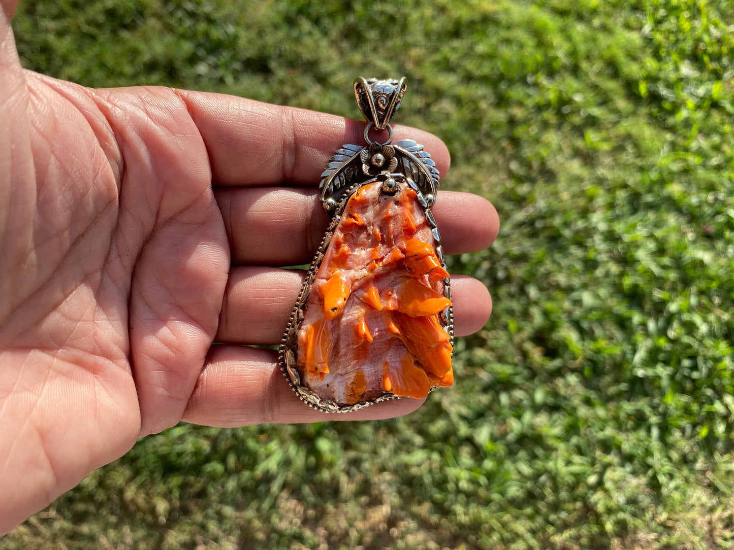 Large Spiny Oyster Handcrafted Tibetan Silver Pendant, Nature Crafted, Desert Sea Gem, Oceanic Ornament, Ocean Jewel, Ocean Inspired Jewelry