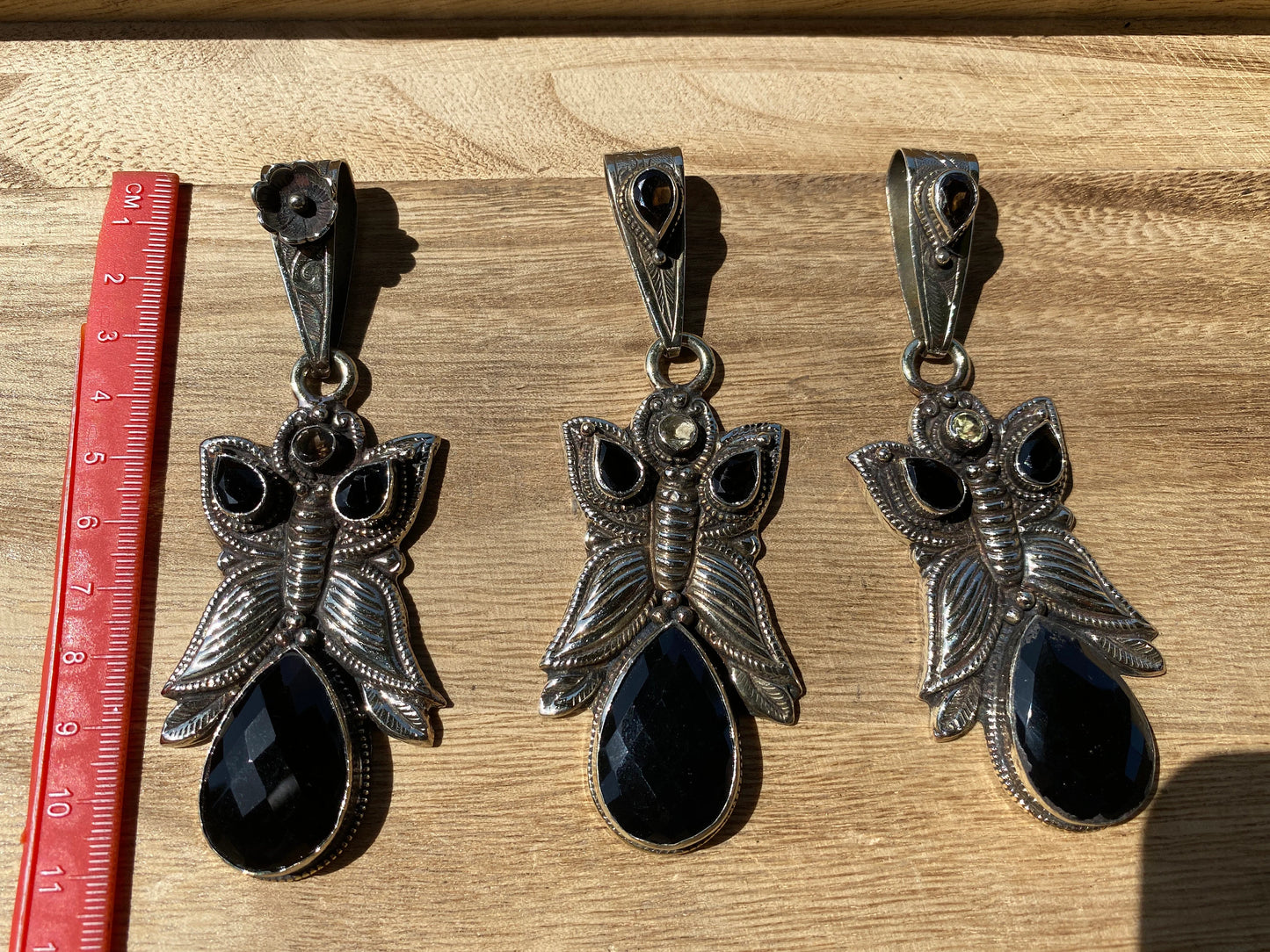 Large Tibetan Silver Pendant, Black Onyx Natural Stone, Smoky Topaz Gemstone,Tibetan Jewelry From Nepal, Ethnic Jewelry,Pendant for Necklace