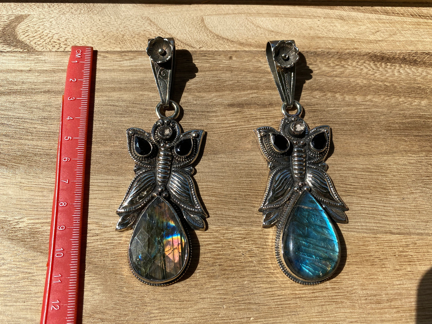 Large Tibetan Silver Pendant, Labradorite Natural Stone, Black Onyx Gemstone, Tibetan Jewelry, Ethnic Jewelry, Pendant for Necklace