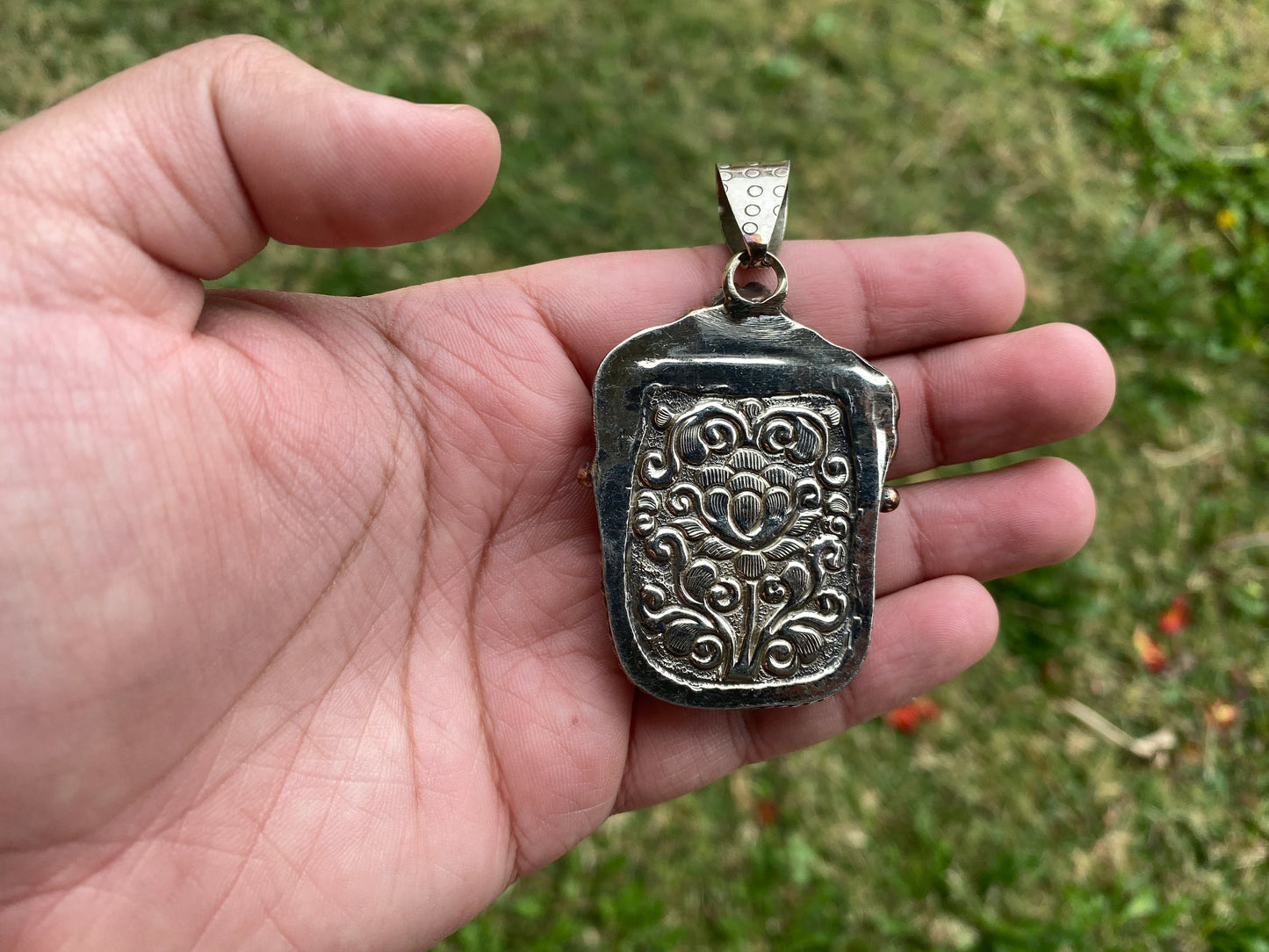 Large Tiger Hand Carved Bone Tibetan Silver Pendant, Save The Tiger, Best Cute Gift, Wild Life Jewelry, Christmas Gift for Animal Lovers