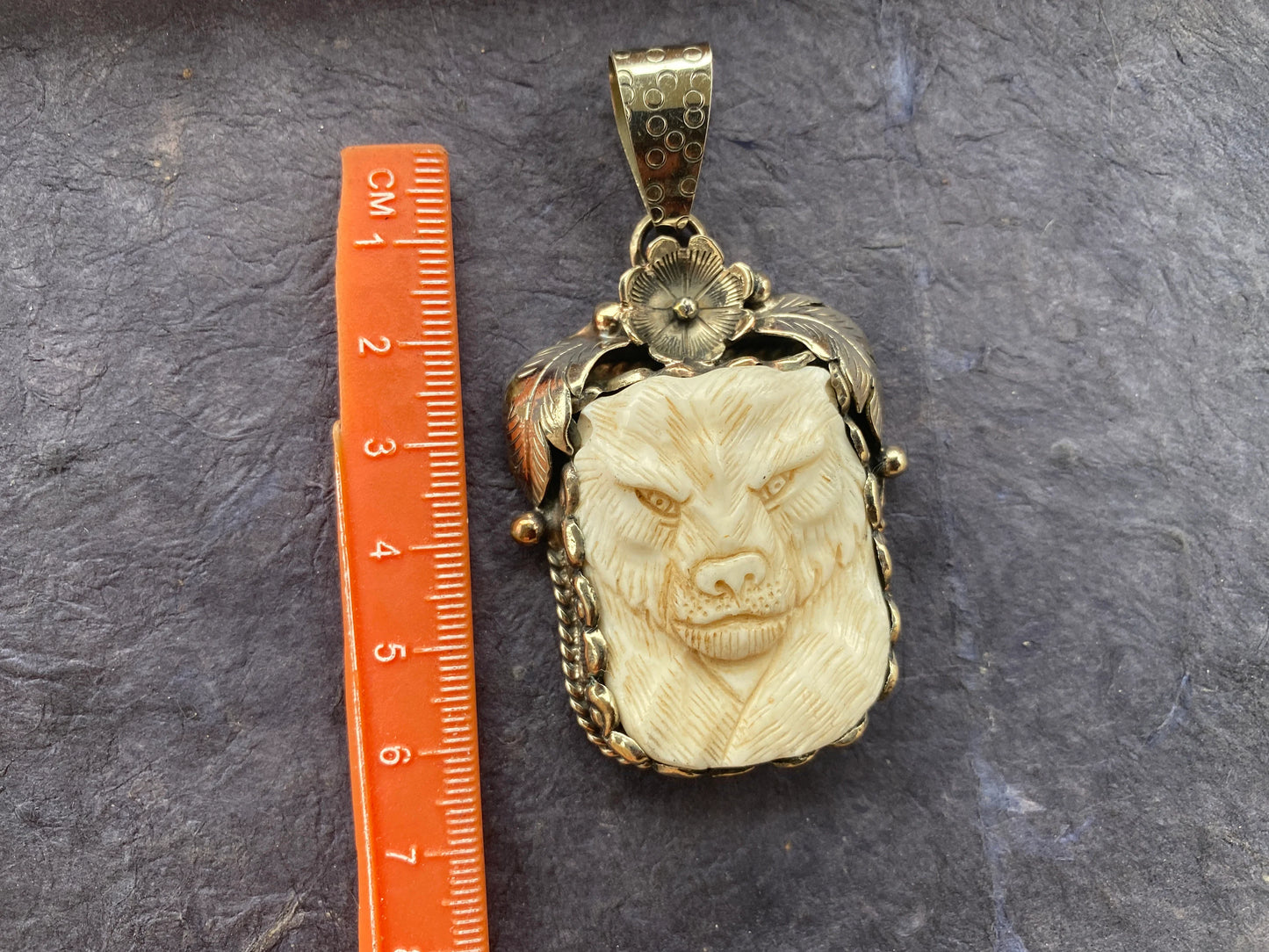 Large Tiger Hand Carved Bone Tibetan Silver Pendant, Save The Tiger, Best Cute Gift, Wild Life Jewelry, Christmas Gift for Animal Lovers