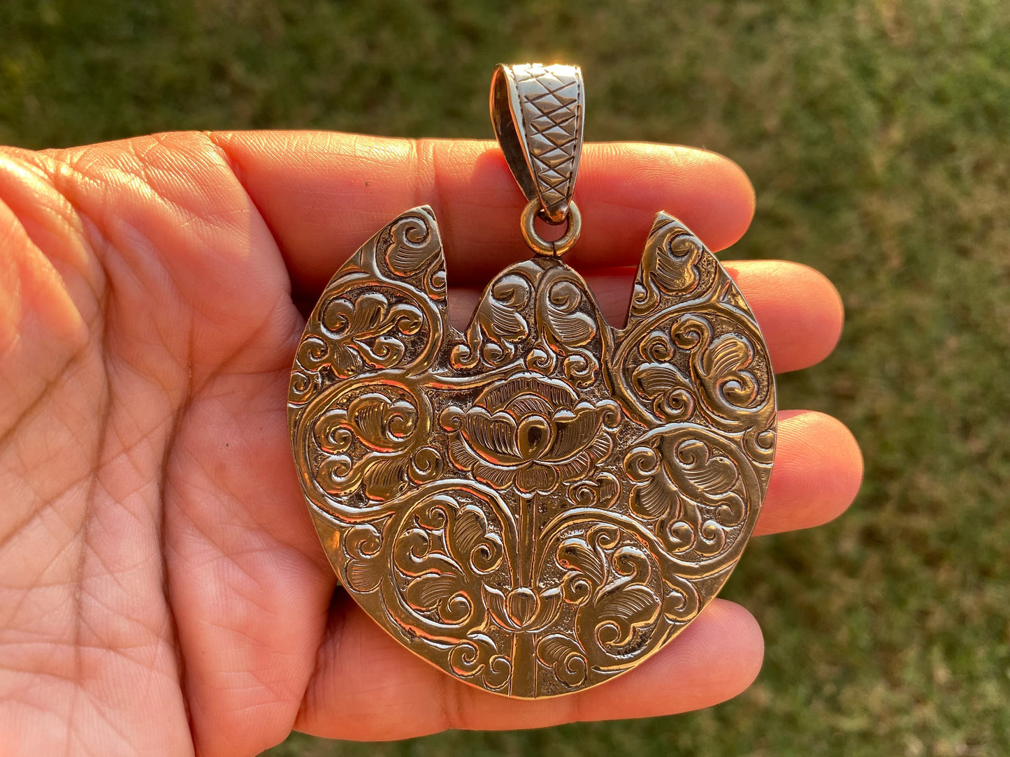 Large Tree Agate Natural Stone, Tibetan Silver Pendant, White Topaz Gemstone Pendant, Himalayan Traditional Jewelry, Hand Carved Jewelry