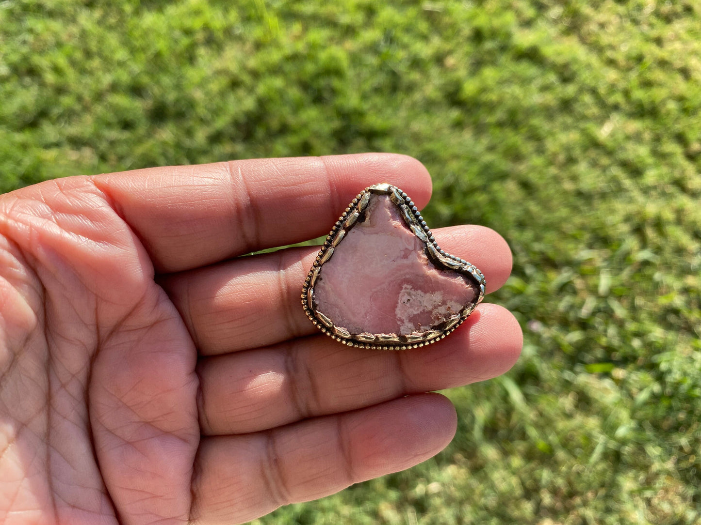 Large Raw Rhodochrosite Natural Stone Tibetan Silver Pendant, Heart Chakra Necklace Pendant, Women's or Men's Jewelry, Pink Stone Pendant