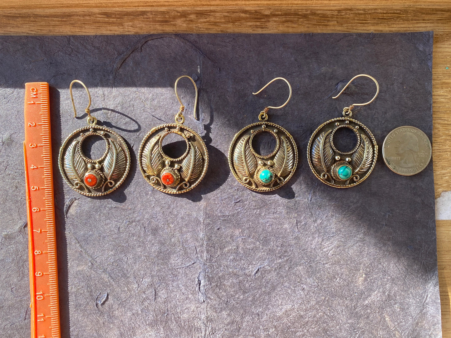 Light Weight Coral or Turquoise Stone Tibetan Silver Earrings, Birthstone Earring, Birthday Gift, Dangle Earrings, Bridesmaid Jewelry