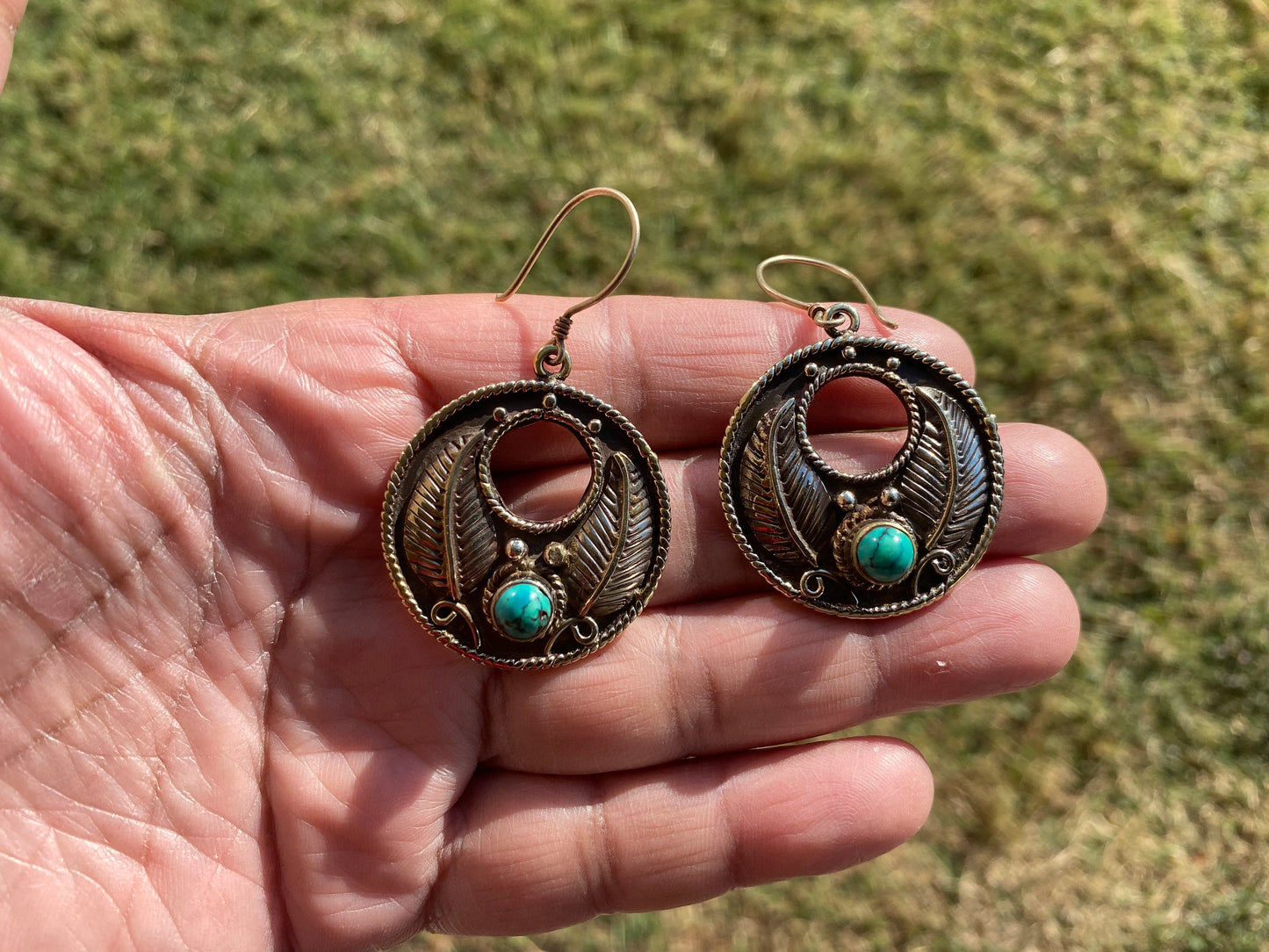 Light Weight Coral or Turquoise Stone Tibetan Silver Earrings, Birthstone Earring, Birthday Gift, Dangle Earrings, Bridesmaid Jewelry
