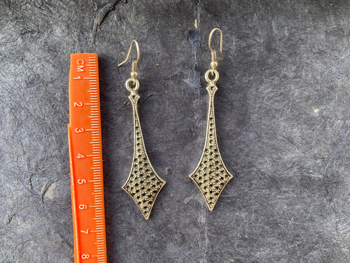 Long Elegant Matte Silver Plated Lead & Nickel Free Turkish Design Earrings, Dangle Earrings, Ancient Gypsy Earring, Light Weight, Bohemian