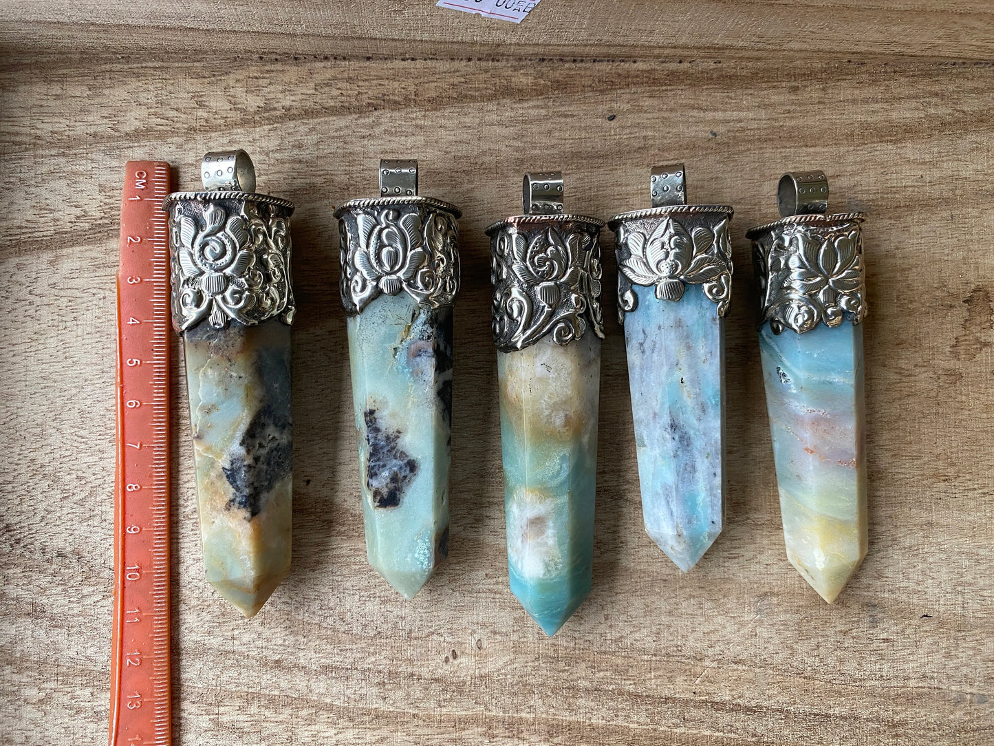 Long Pointed Amazonite Crystal Tibetan Silver Pendant, Unique Design, Healing Point Crystal, Obelisk Crystal, Balancing Gem, Unique Jewelry