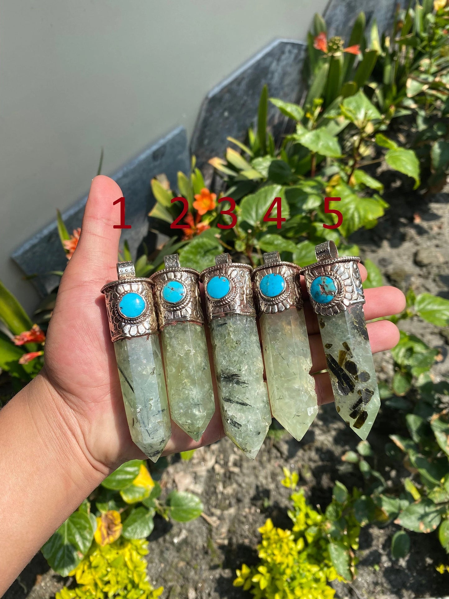 Long Raw Pointed Prehnite natural Stone Tibetan Silver Pendant, Prehnite Crystal Quartz, Healing Crystal Point, Reiki Chakra, Earthy Jewelry