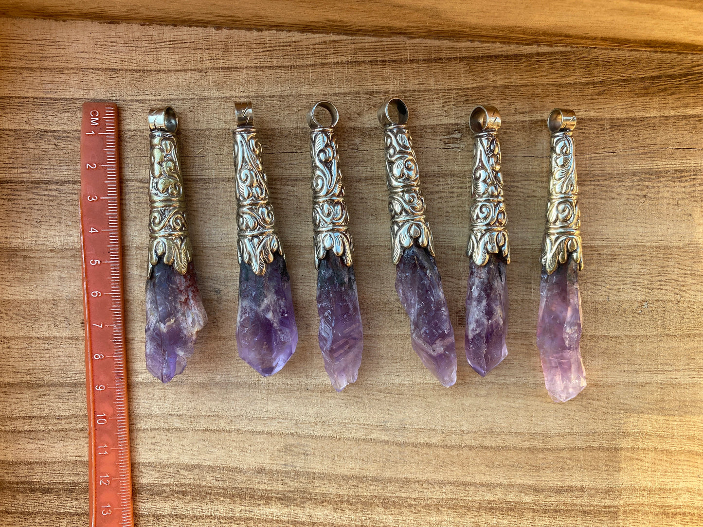 Long Shape Raw Amethyst Tibetan Silver Pendant, Natural Stone, Healing Crystal, Purple Crystal, Energy Stone, Spiritual Jewelry, Boho Chic
