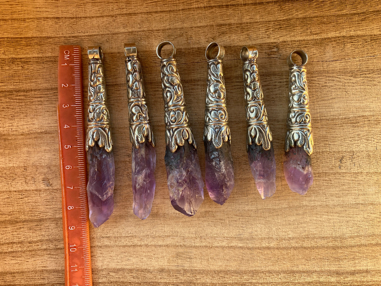 Long Shape Raw Amethyst Tibetan Silver Pendant, Natural Stone, Healing Crystal, Fashion Statement, Crystal Vibrations, Purple Crystal