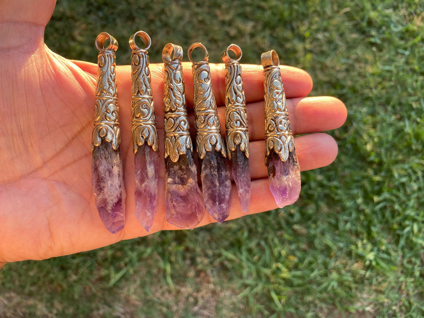 Long Shape Raw Amethyst Tibetan Silver Pendant, Natural Stone, Healing Crystal, Fashion Statement, Crystal Vibrations, Purple Crystal