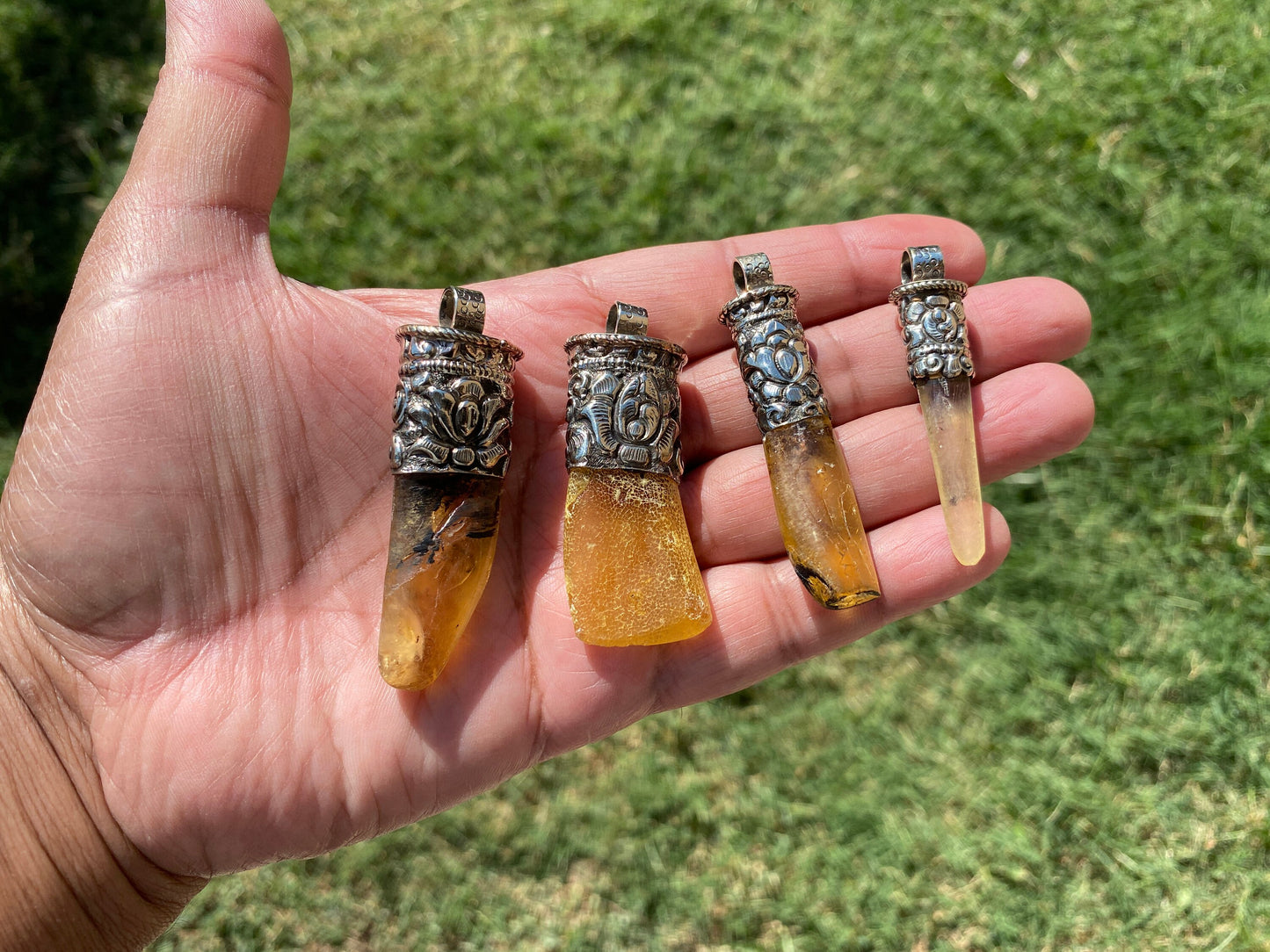 Long Shapes Raw Baltic Amber Tibetan Silver Pendant, Amber jewelry, Amber Jewelry, Rough Amber, Genuine Baltic Amber, Metaphysical, Bohemian