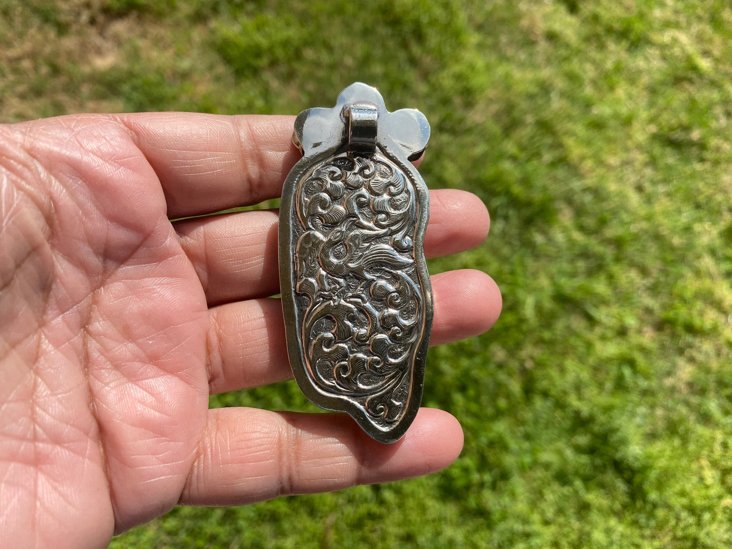 Lord Ganesh Carved Buffalo Bone Tibetan Silver Pendant, Hindu Jewelry, Yoga Pendant, Ethnic Jewelry, Spiritual Pendant, for Men or Women