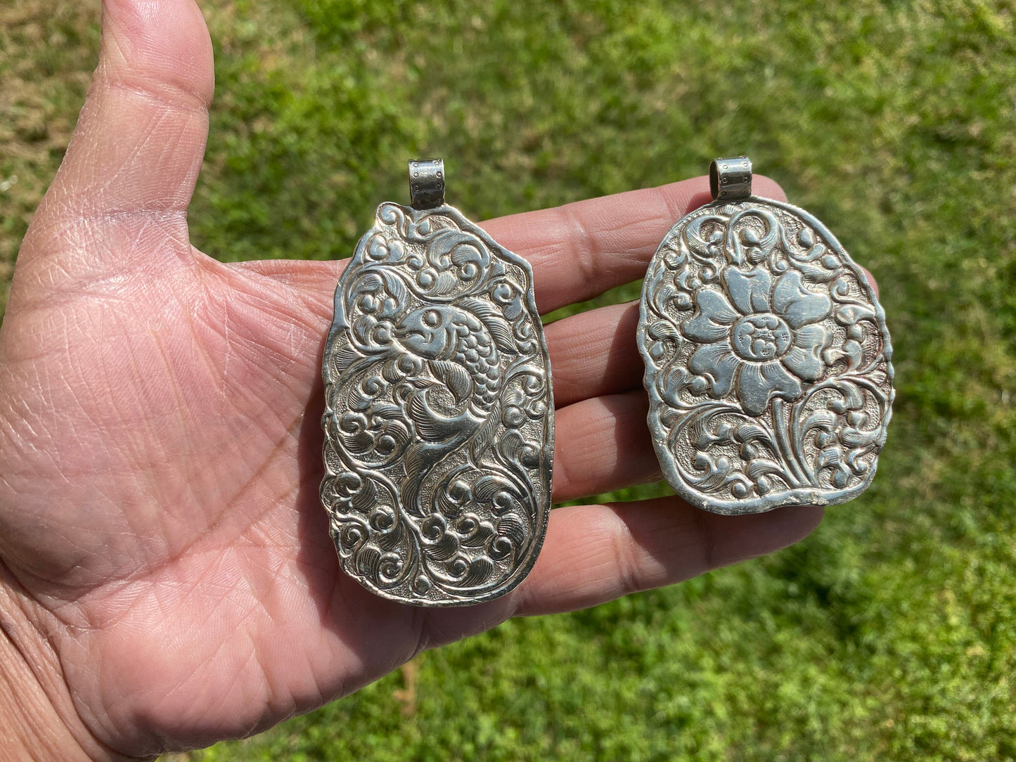 Lord Ganesh Hand Carved Buffalo Bone Tibetan Silver Pendant, Yoga Pendant, Ethnic Jewelry, Spiritual Pendant, Jewelry for Men or Women, Boho