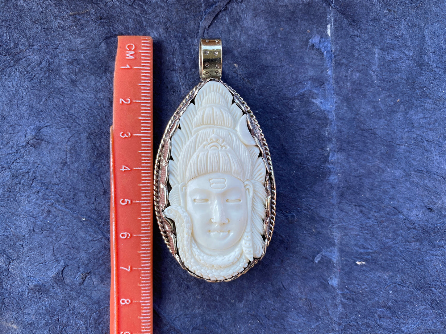 Lord Shiva Hand carved Buffalo Bone Tibetan Silver Pendant, for Men or Women, Hindu God Deity Protection Powerful Amulet, Spiritual Amulet